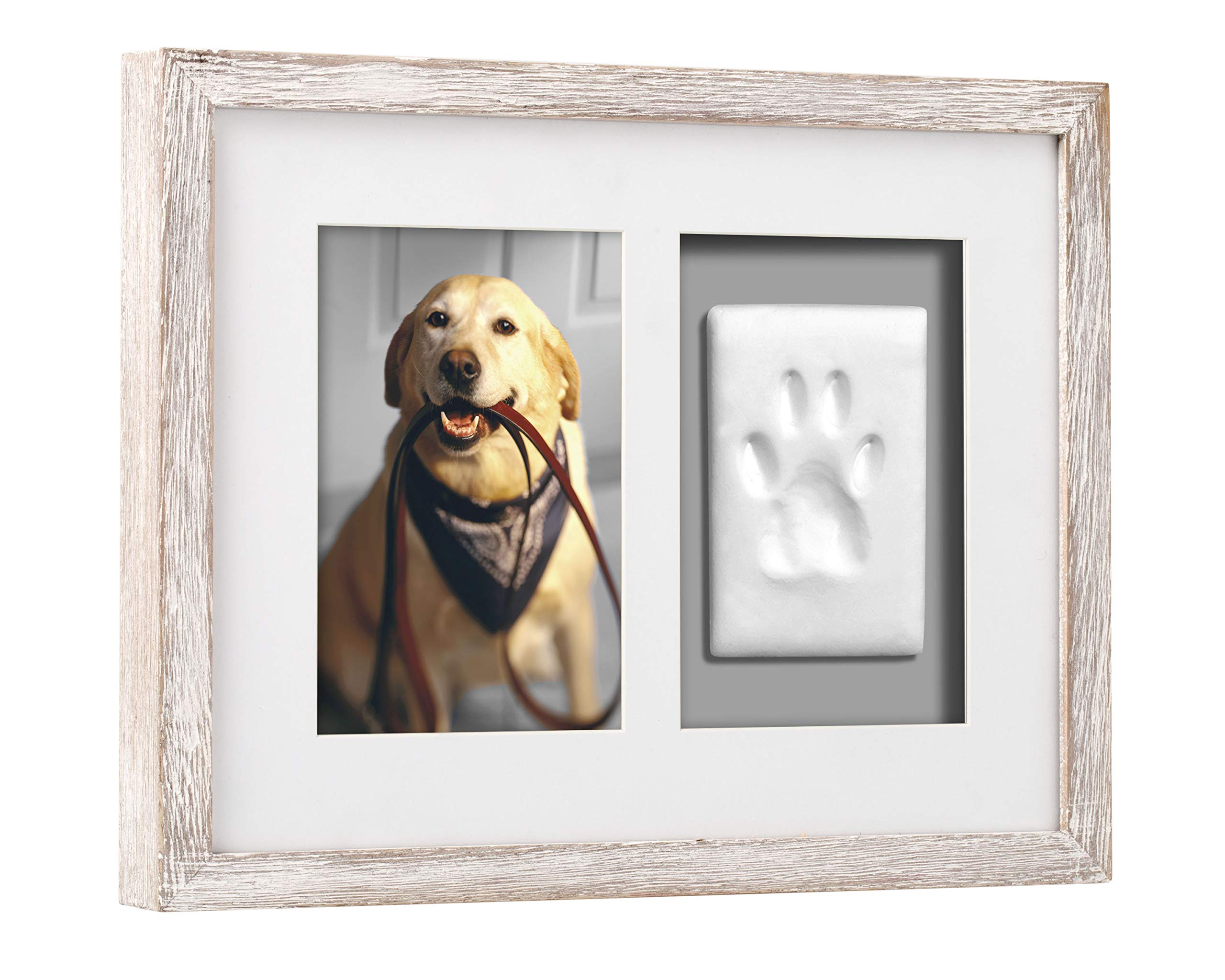 Pearhead Pet Pawprints Wall Picture Frame And Imprint Kit, Pet Owner Gifts, Distressed Gray