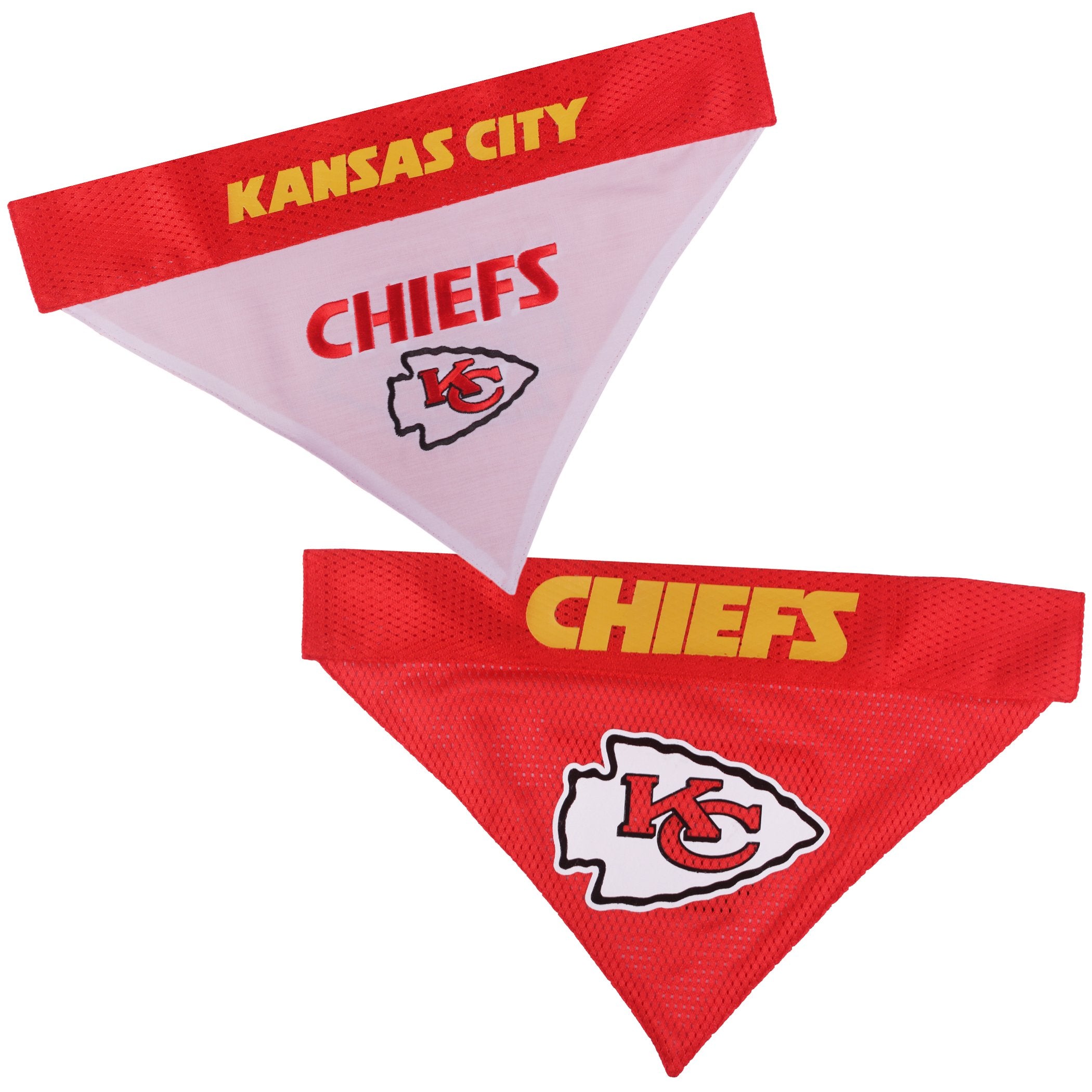 Pets First NFL DOG BANDANA - KANSAS CITY CHIEFS REVERSIBLE PET BANDANA. 2 Sided Sports Bandana with a PREMIUM Embroidery TEAM LO