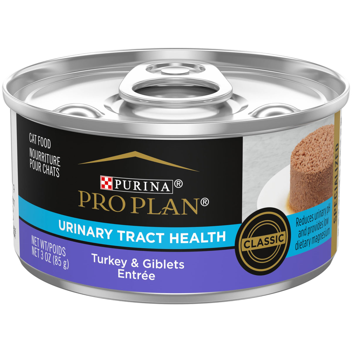 Purina Pro Plan Urinary Tract Health Turkey And Giblets Entree Classic Wet Cat Food Pate - (Pack Of 24) 3 Oz. Pull-Top Cans