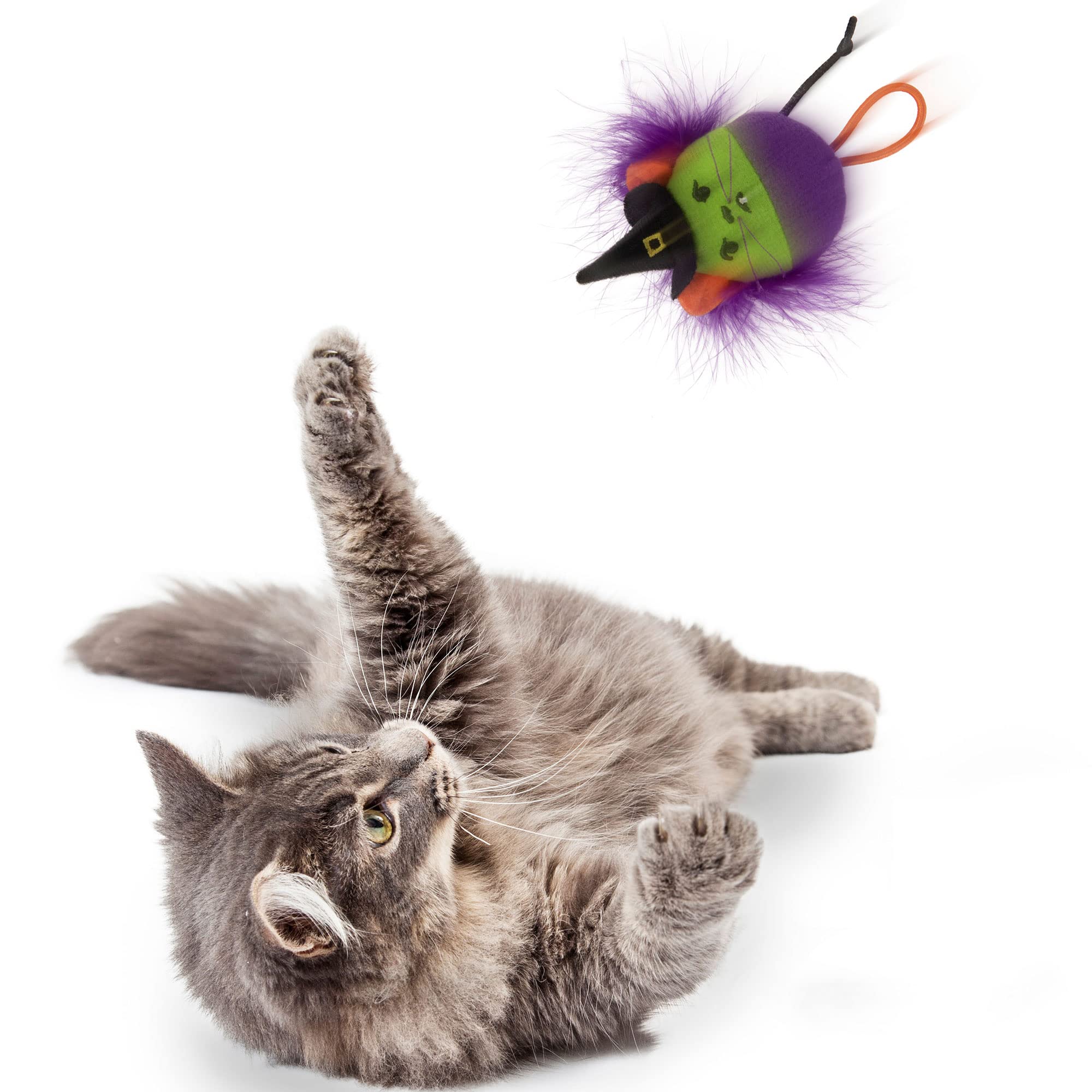 Petlinks Halloween Grumpy Witch Launcher Cat Toy - Green/Purple, One Size