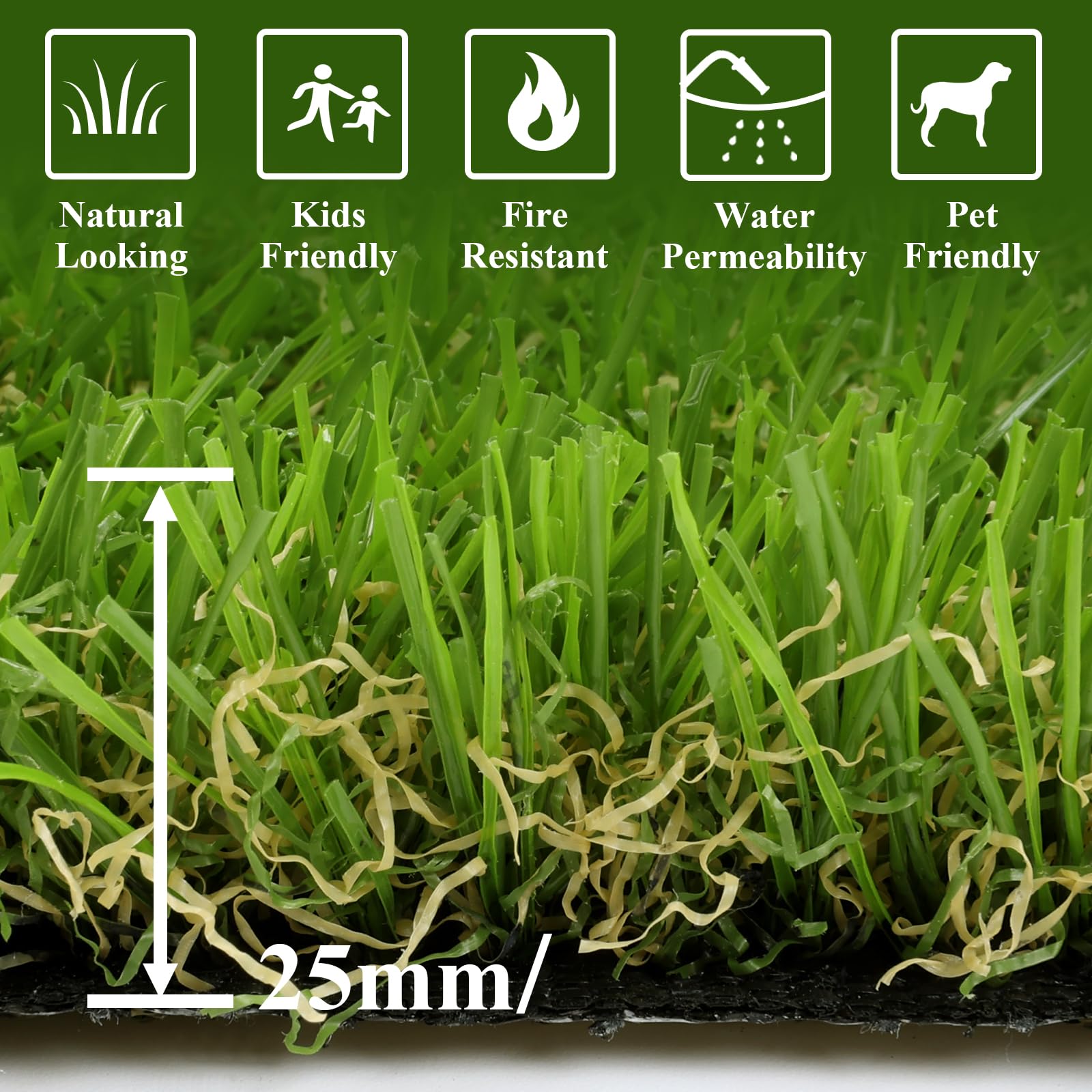 Hebe Artificial Grass Pad For Dog Potty Training, Reusable Grass Mat Turf Mat With Drainage Holes For Indoor Outdoor Use, 32''X4