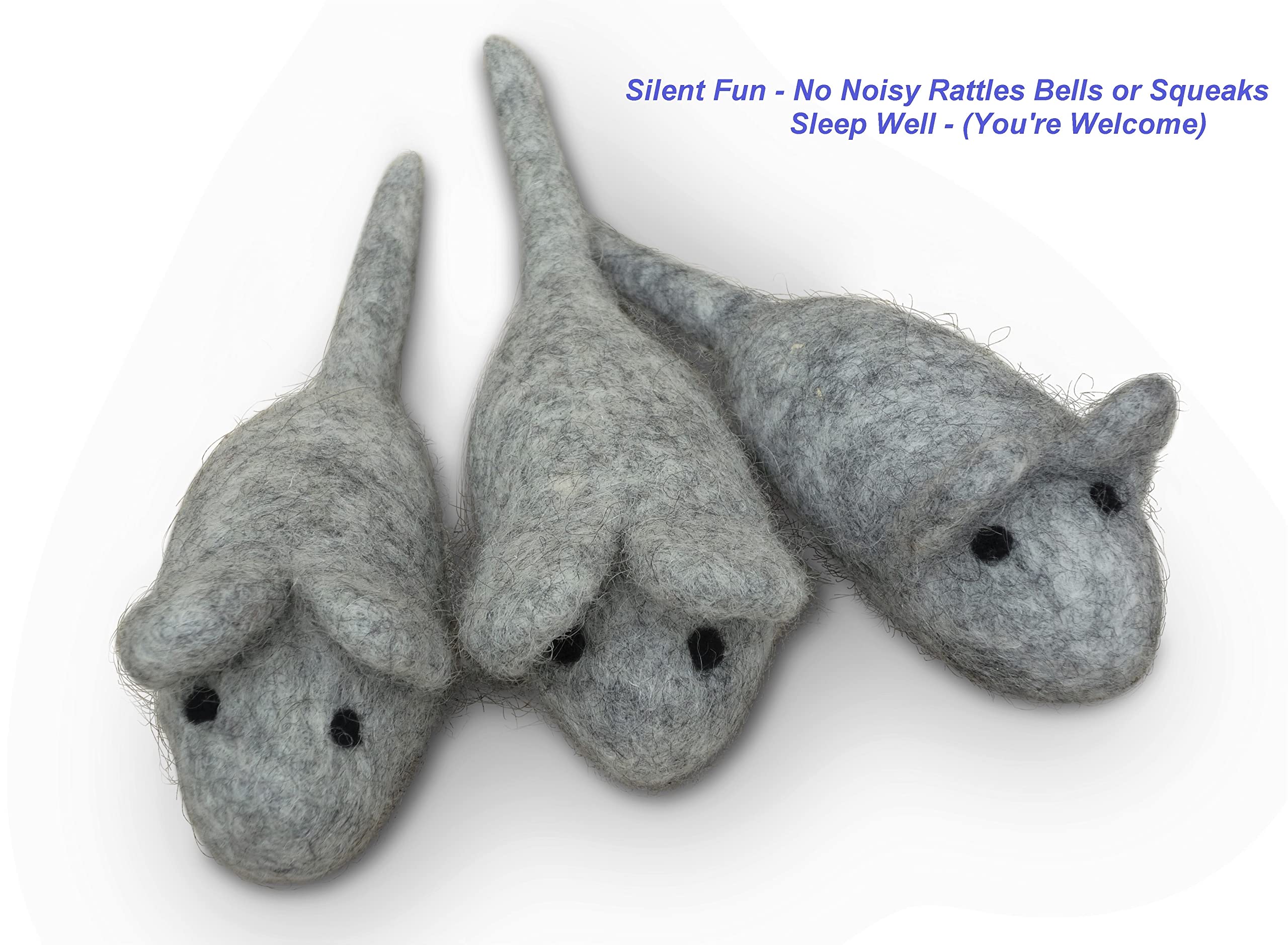 Earthtone Solutions Cat Mouse Toy - 3 Felted Wool Mouse Toys Without Catnip For Indoor Cats And Kittens - Large Handmade Mice