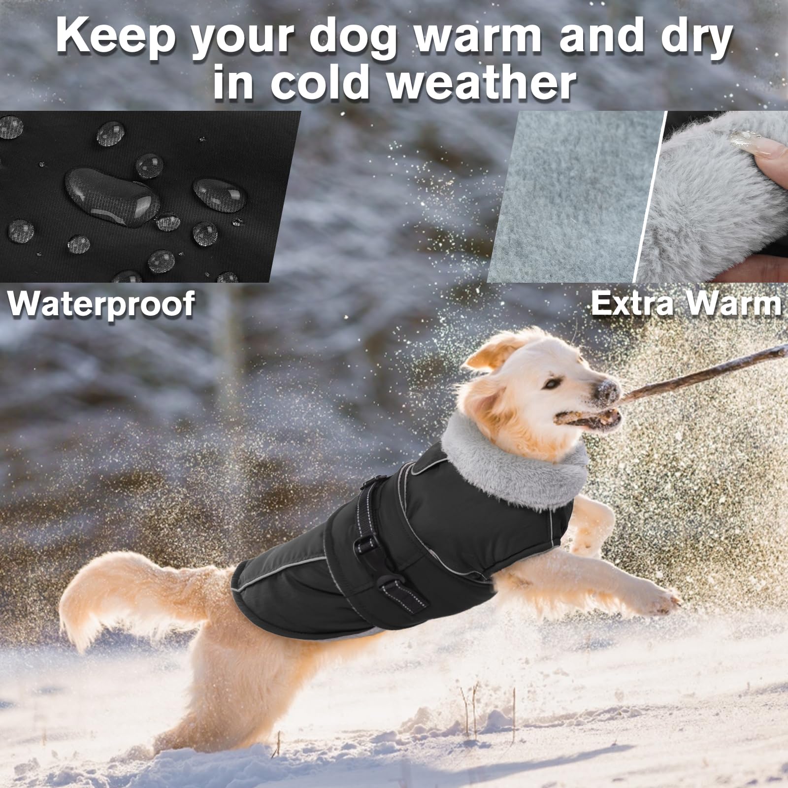 Lelepet Warm Dog Coat Reflective Dog Fleece Vest Waterproof Dog Jacket Windproof Dog Winter Coat Dog Cold Weather Coats With Adjustable Buckle Medium Dog Coat Dog Snowsuit Dog Coat For Medium Dogs, M