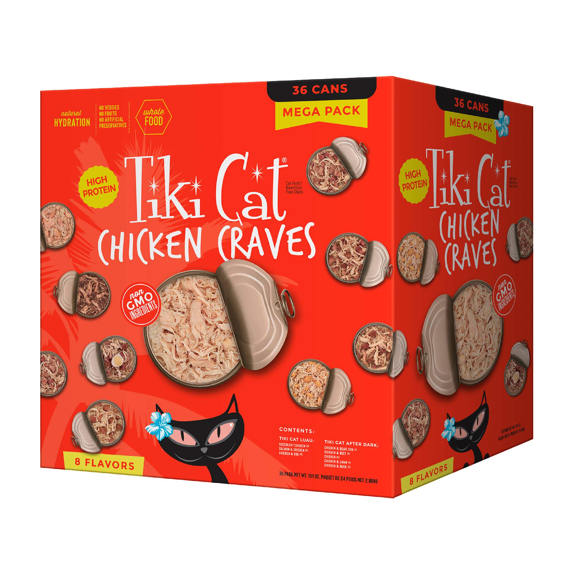 Tiki Cat Chicken Craves Whole Food, Ultimate Variety Pack, 36 Servings of High Protein Meals with Shredded Chicken, Wet Cat Food