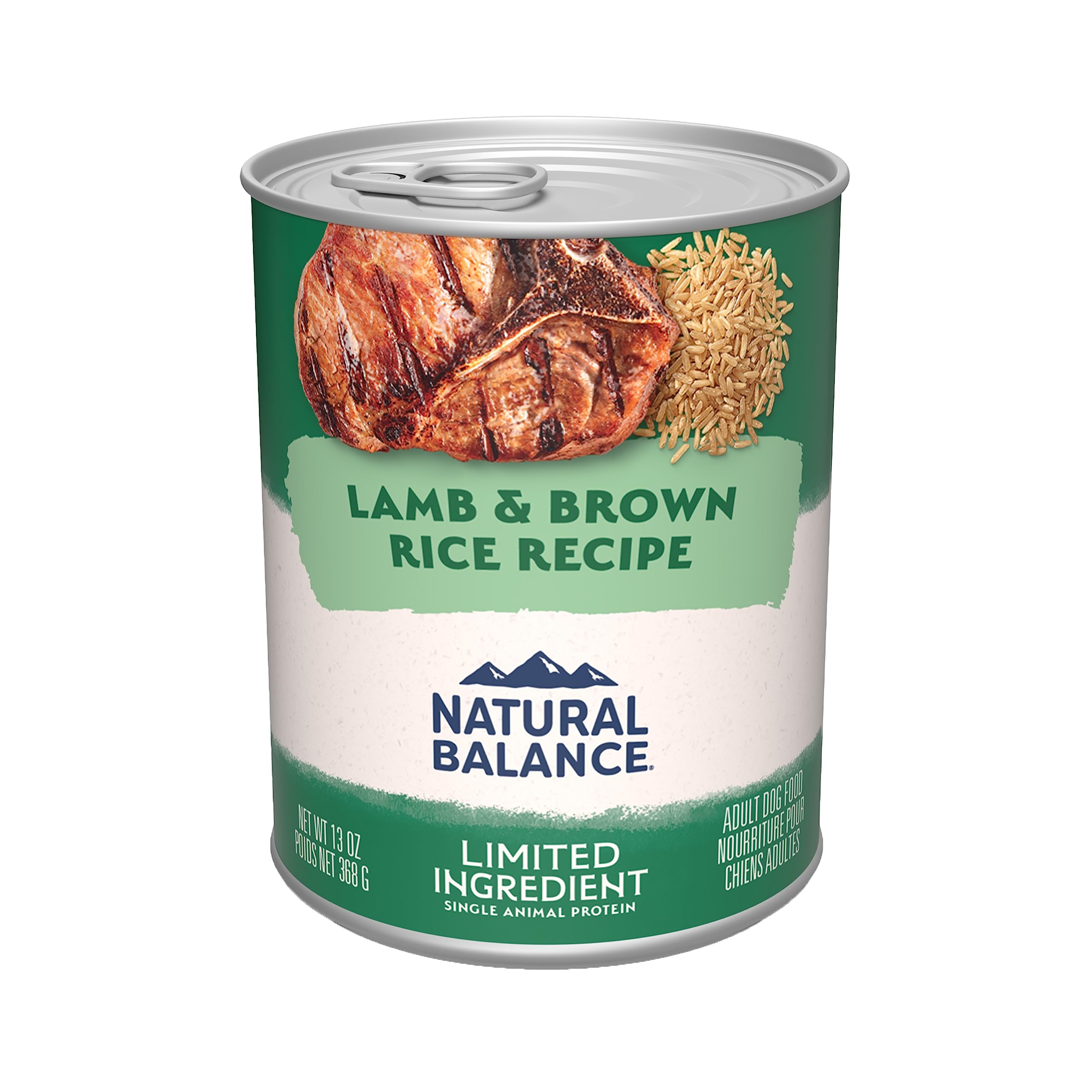 Natural Balance Limited Ingredient Adult Wet Canned Dog Food with Healthy Grains, Lamb & Brown Rice Recipe, 13 Ounce (Pack of 12
