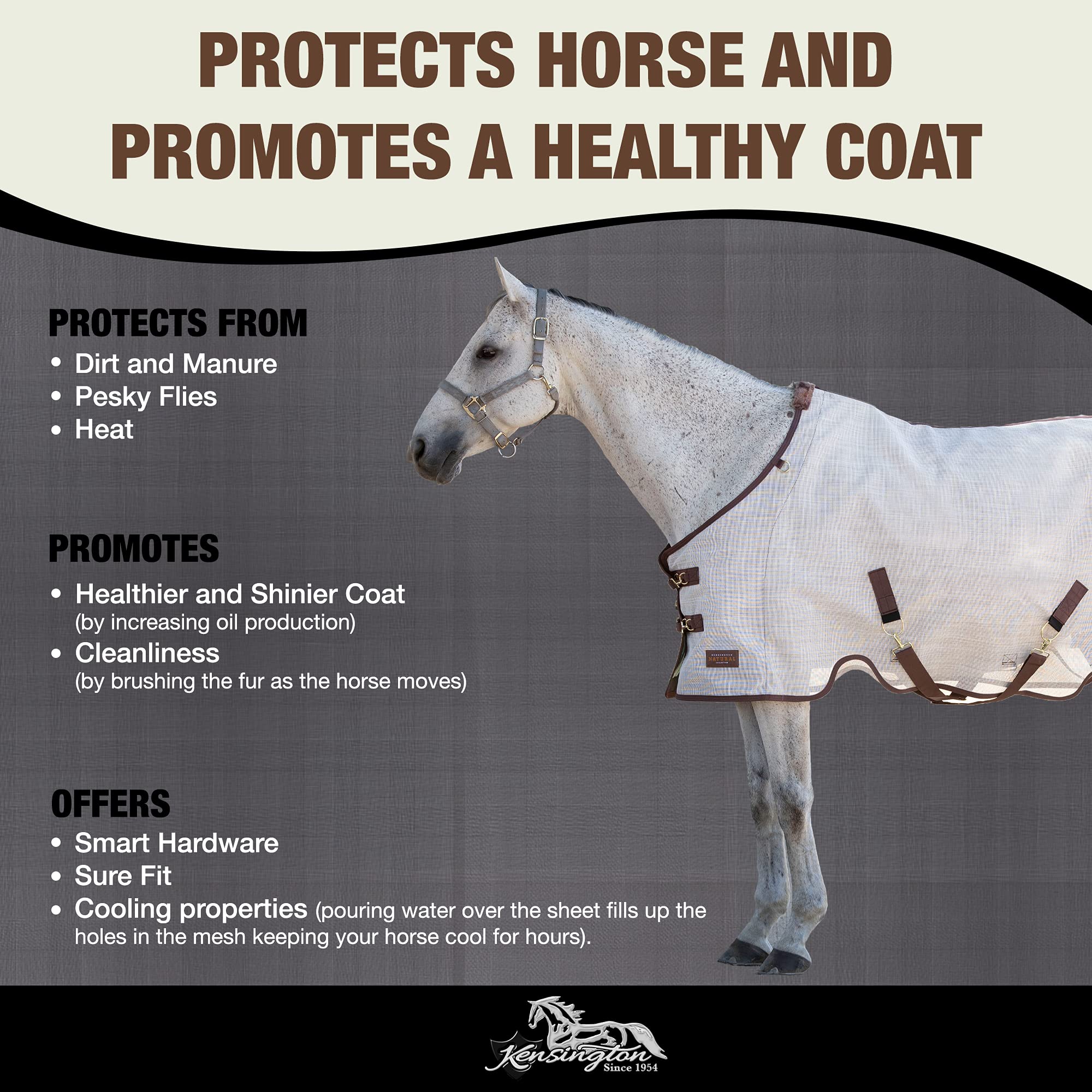 Kensington Breathable And Uv Protective Sheet Surefit All Season Protection For Horse - 72'', Desert Sand