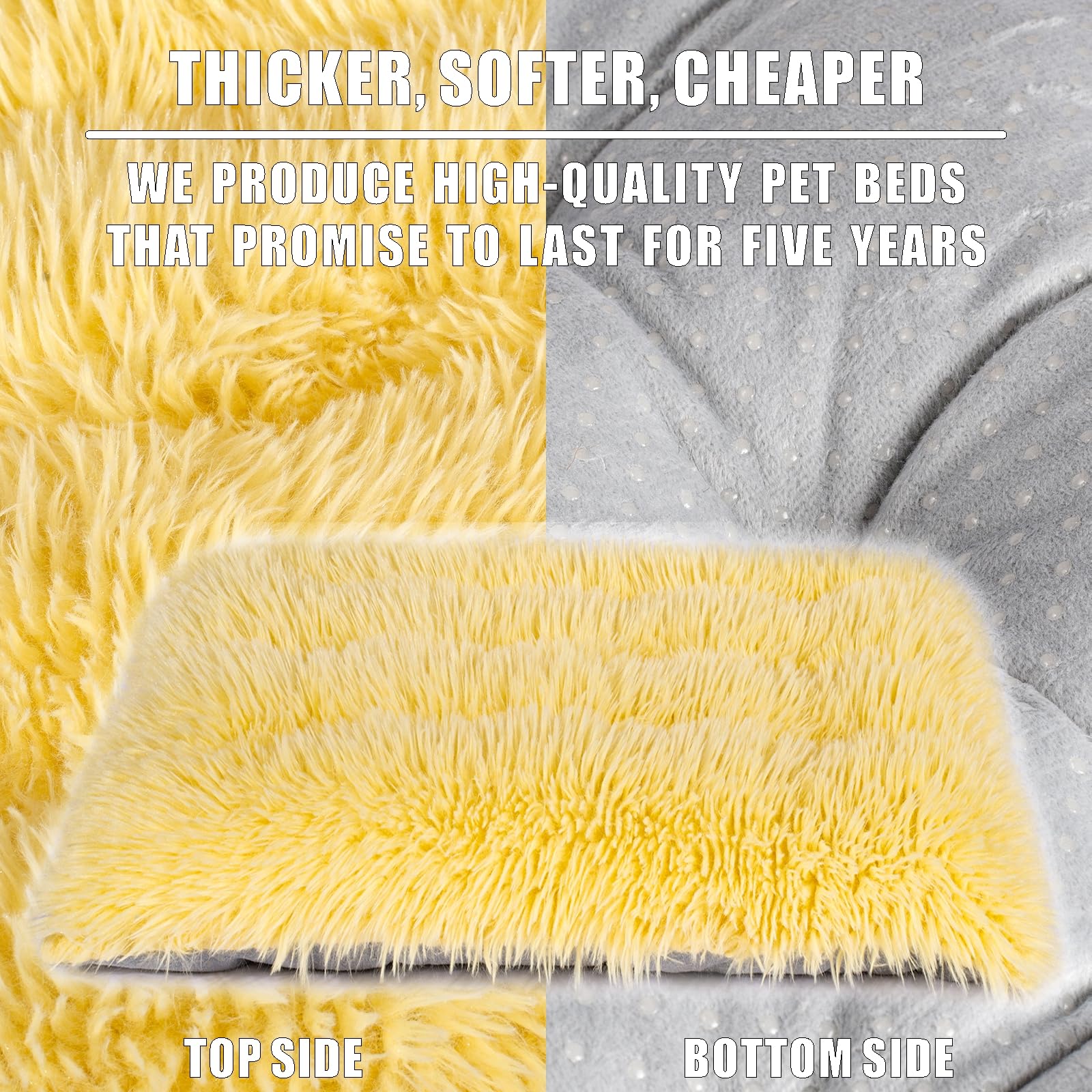Washable Dog Bed, Deluxe Plush Dog Crate Pad And Cat Bed, Anti-Slip Bottom Kennel Pad Mat, Fuzzy Pet Beds For Large, Medium, Sma