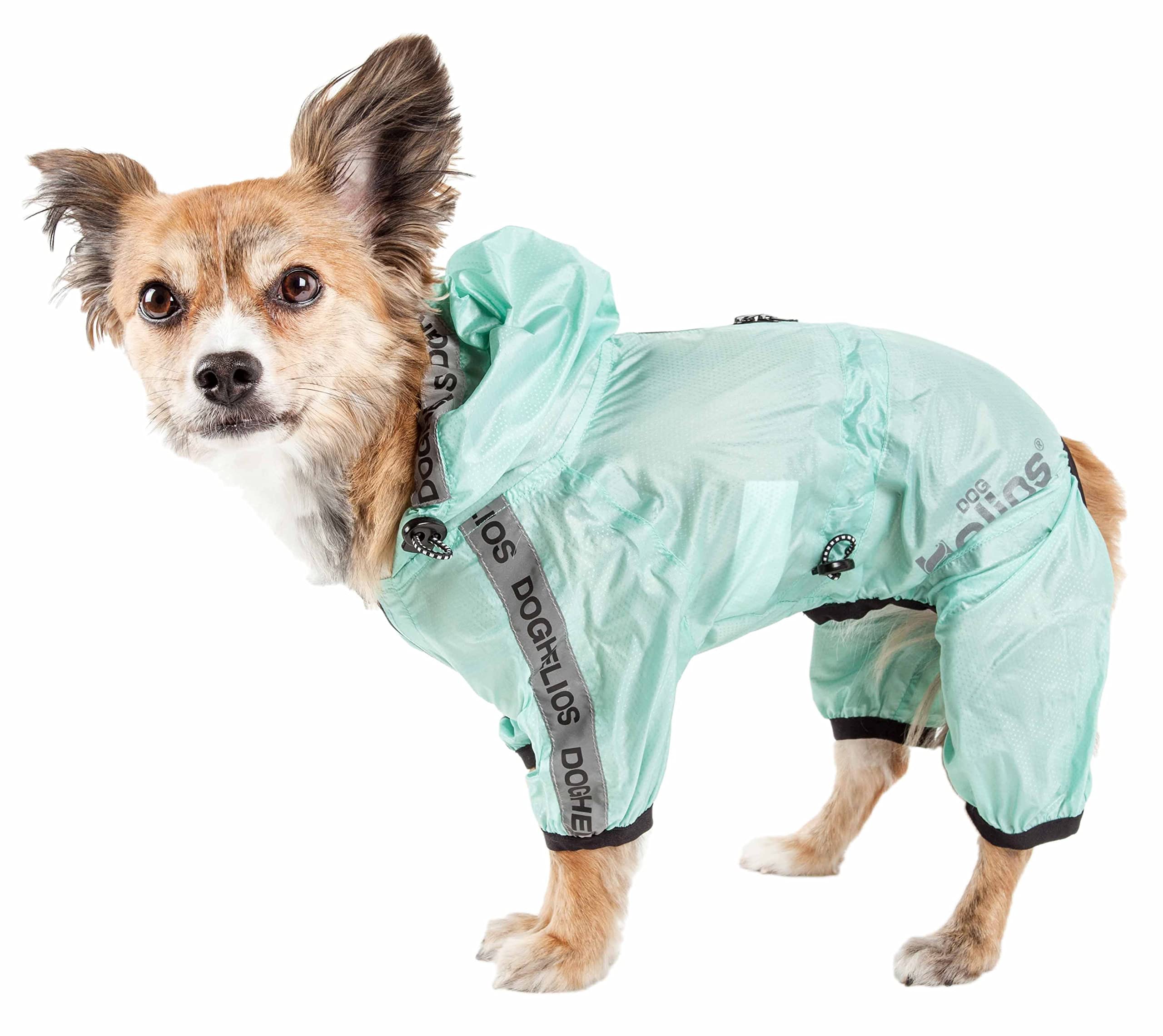 Dog Helios Torrential Shield Waterproof And Adjustable Full Body Dog Raincoat, Xl, Green