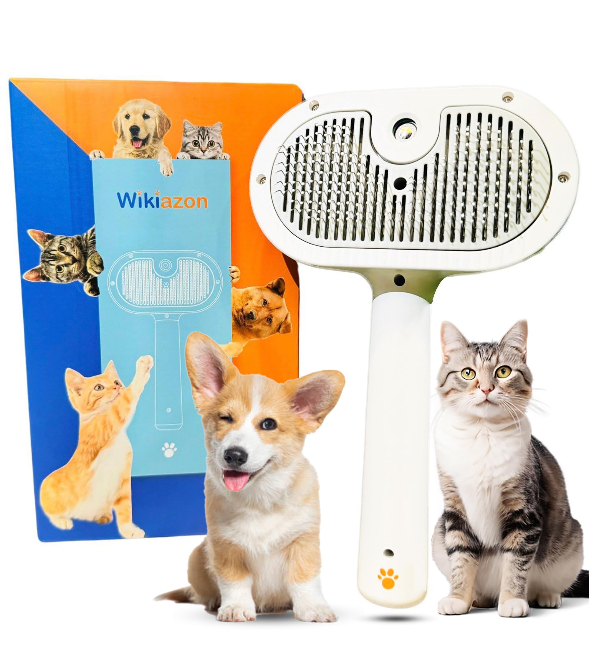 Wikiazon 4 In 1 Cat Steam Brush, Self Cleaning, Anti Static Shedding Spray Comb, Hair Removal, Mist Indoor Steamy Grooming Brush