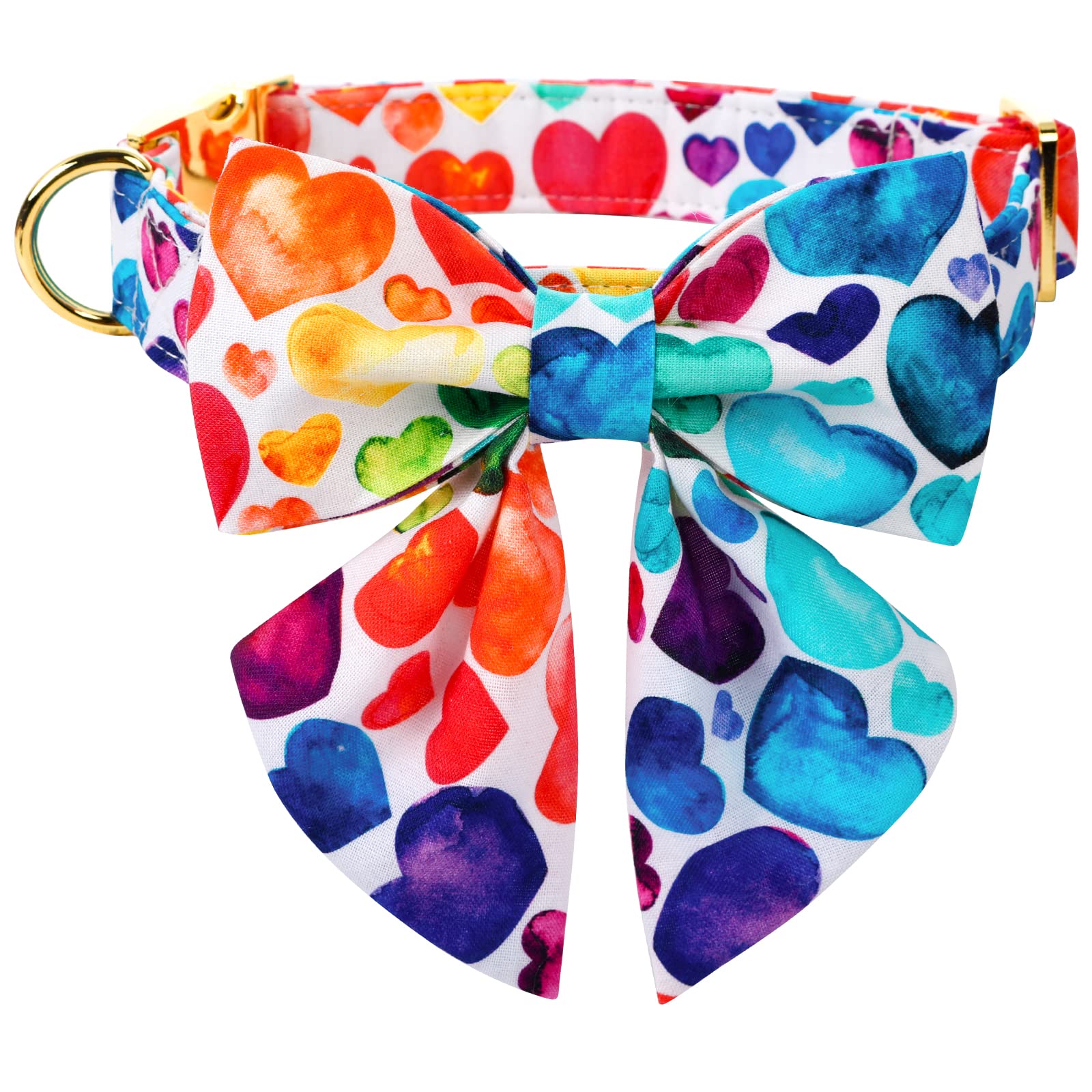 Lionet Paws Valentines Day Dog Collar With Bowtie, Dog Sailor Bow Collar With Metal Buckle For Dogs And Cats, Adjustable Comfort