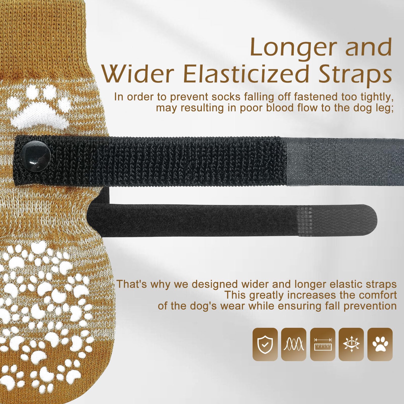 EXPAWLORER Anti-Slip Dog Socks for Hardwood Floors, Beige, Small (6 Count), Double-Sided Grips, Traction Control, Best Paw Protector