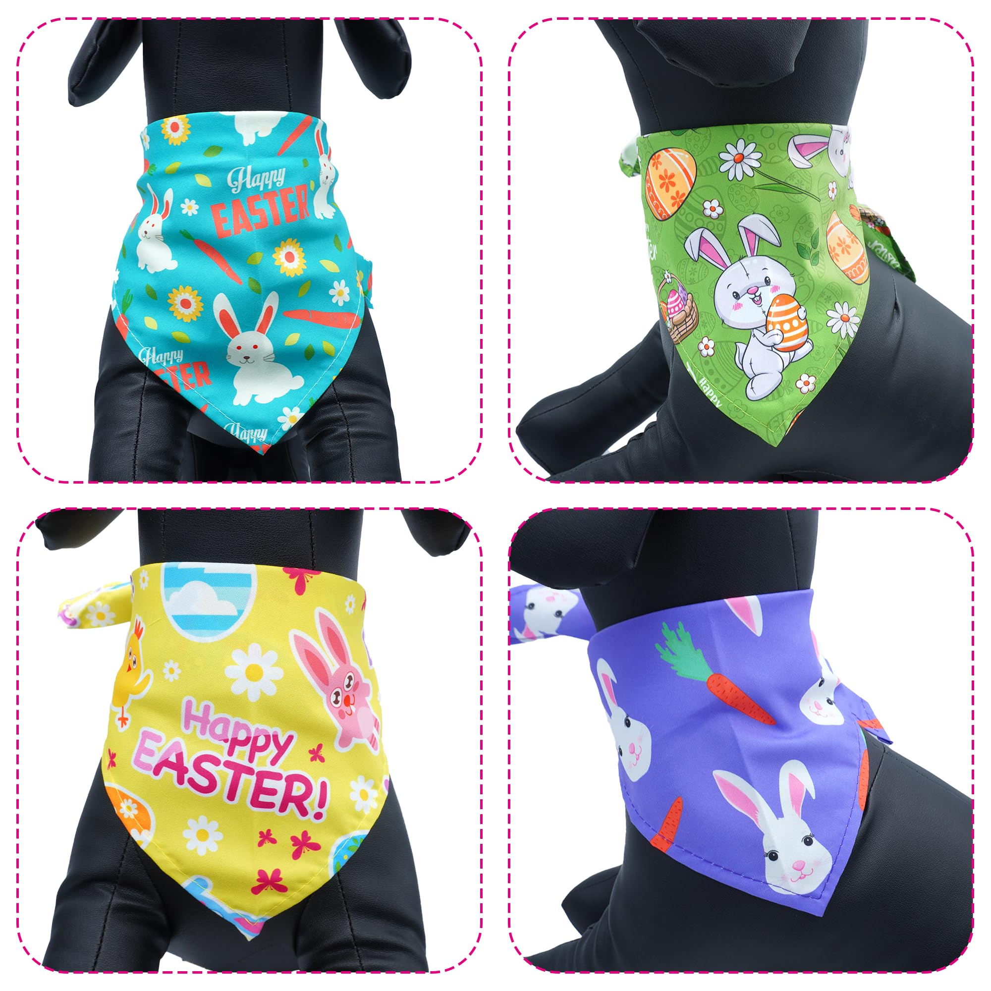 JpGdn 10PCS Easter Dog Bandanas for Large XL XXL Breed Dogs Triangle Bibs Scarves Boys and Girls Grooming Accessories