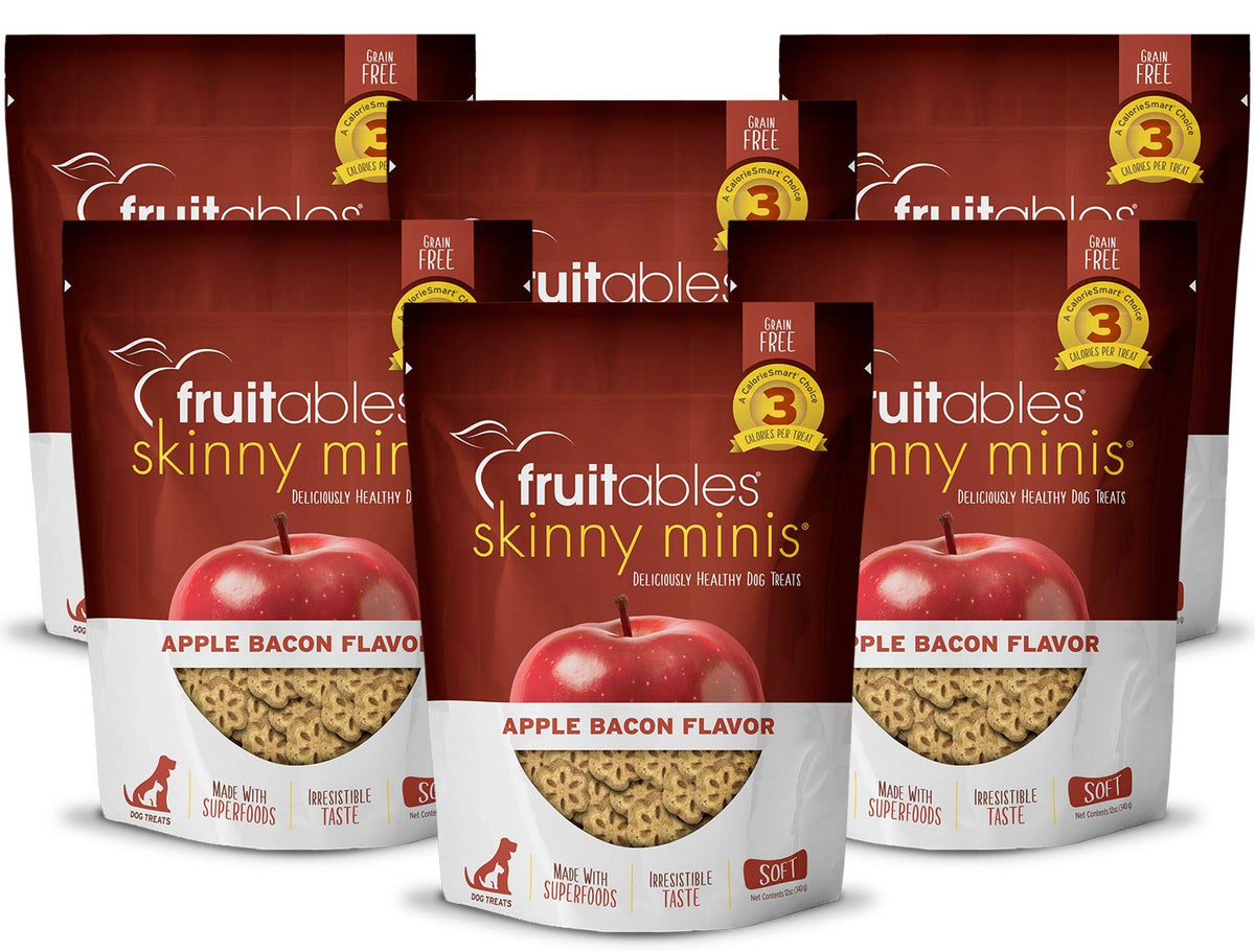 Fruitables Skinny Mini Dog Treats - Healthy Treats For Dogs - Low Calorie Training Treats - Free Of Wheat, Corn And Soy - Apple Bacon - 12 Ounces (6 Pack)