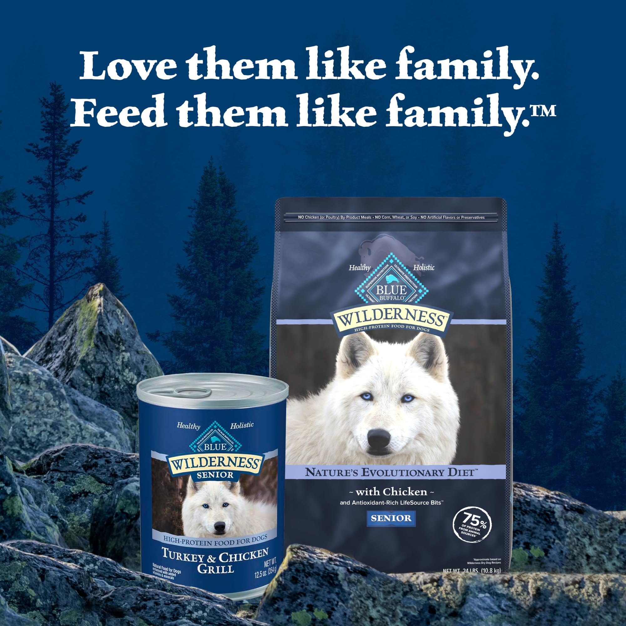 Blue Buffalo Wilderness Rocky Mountain Recipe Senior Wet Dog Food, High-Protein & Grain-Free, Made with Natural Ingredients, Red