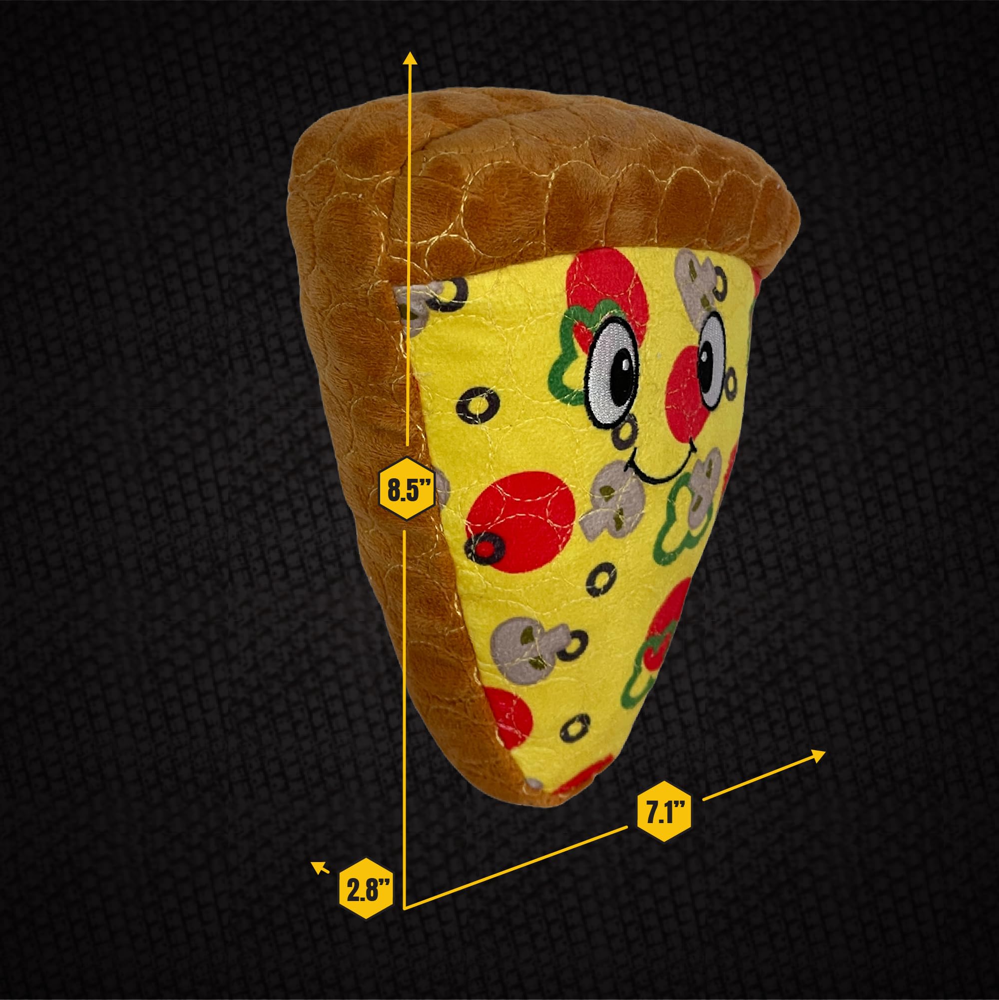 Bite Force -Durable & Strong Dog Toy Pizza Slice with Squeaker, Kevlar-Reinforced for Aggressive Chewers for Small Medium Large