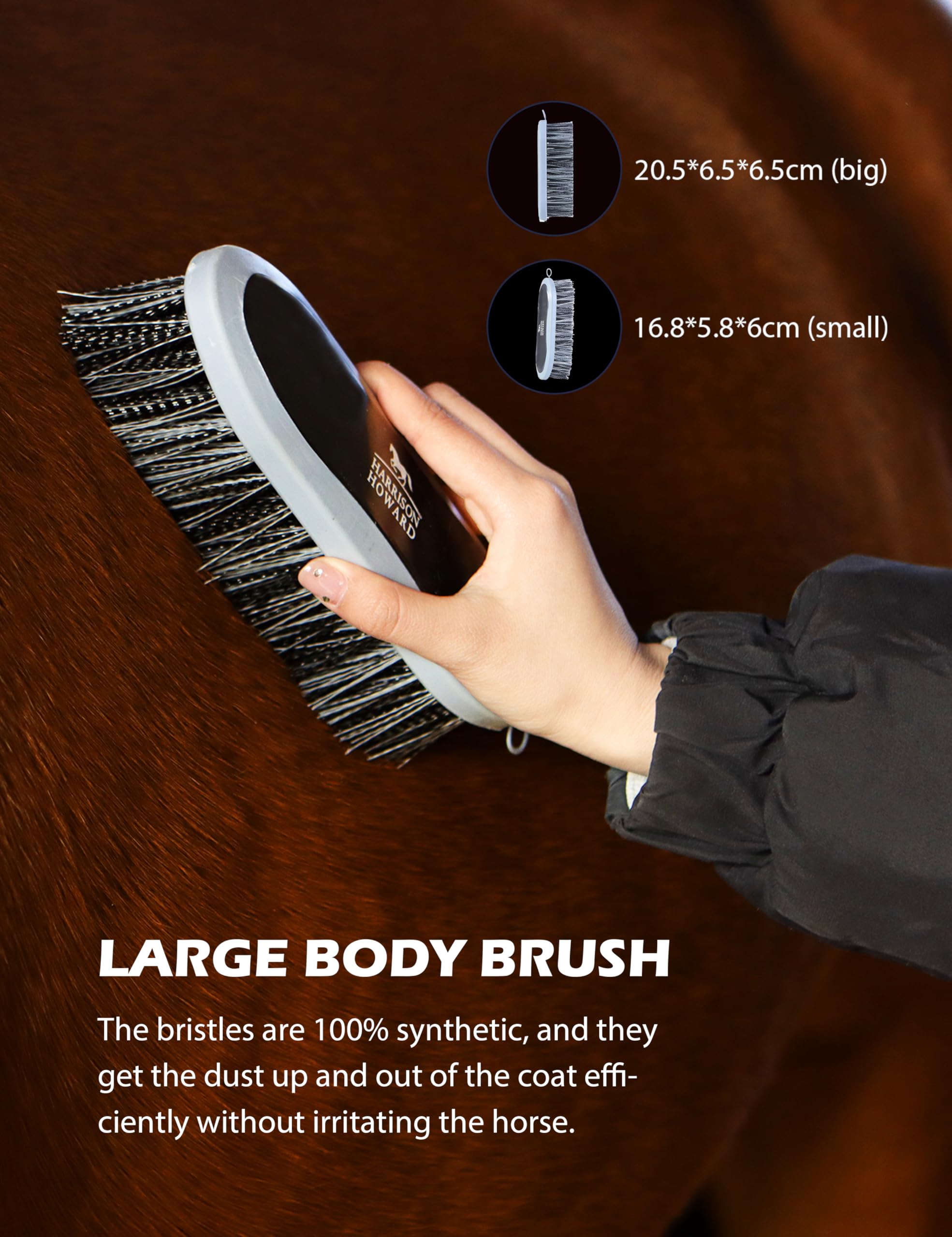 Harrison Howard Horse Grooming Kit 9-Piece Equine Care Series Horse Brush Sets With Organizer Tote Bag Black