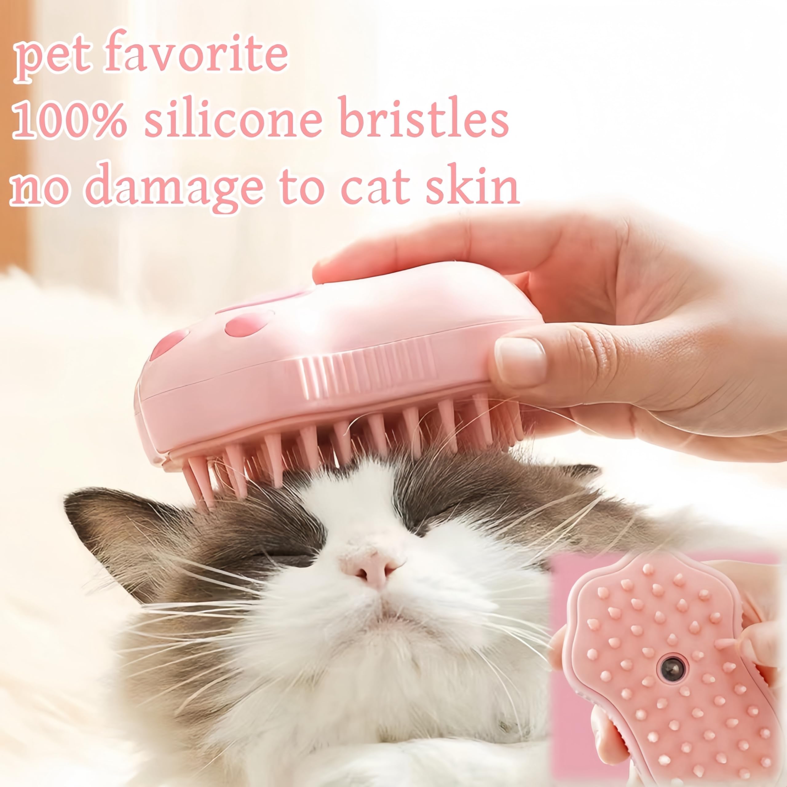 Cat Steam Brush For Shedding - 4 In 1 Cat Steam Brushes For Indoor, Zen Brush For Cats, Pet Spray Hair Removal Comb, Spritz Defu