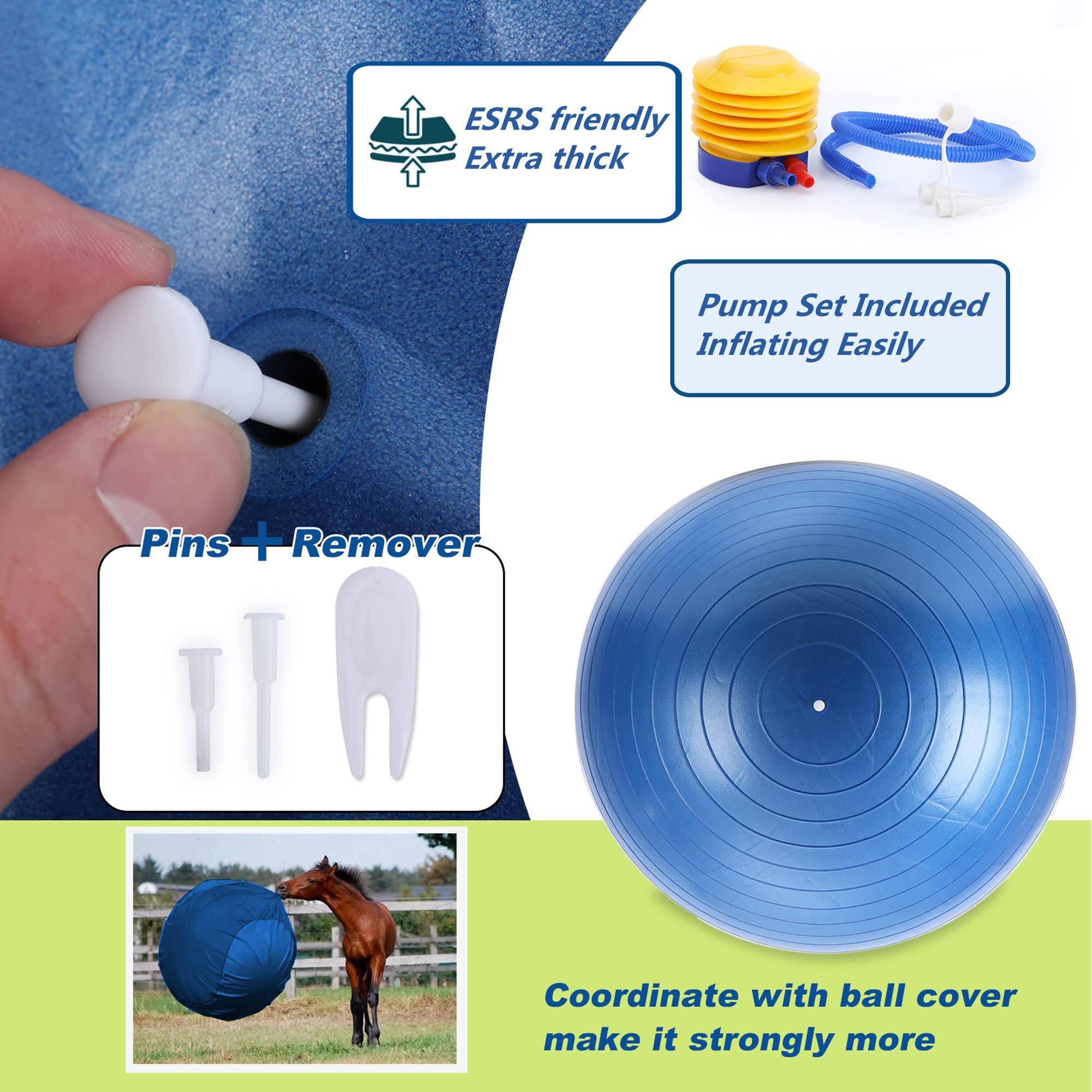 Herding Ball For Horse, 40' Anti-Burst Giant Soccer Ball Toy For Horses, Pump Included