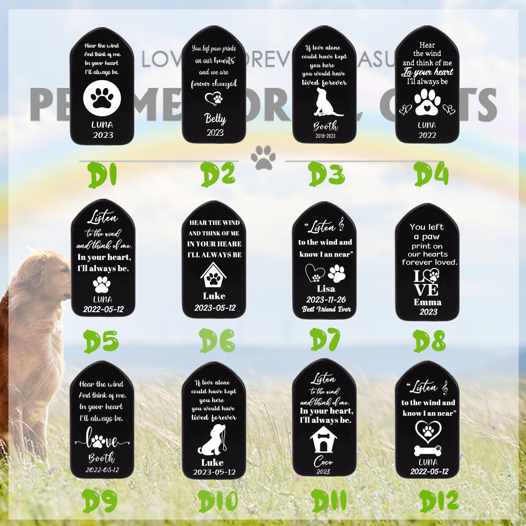 Munidow Personalized Pet Memorial Wind Chime, Custom Dog Cat Name Birthday, Loss Of Dog Sympathy Reminder Gifts, Customized Thou