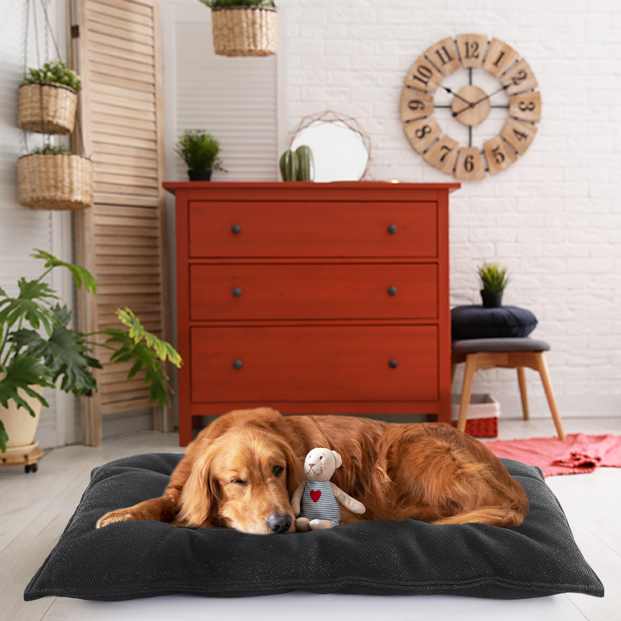 Mabozoo Chew Proof Indestructible Dog Beds For Aggressive Chewers,Durable Dog Crate Pad,Washable Tough Pet Mats For Kennel,Black