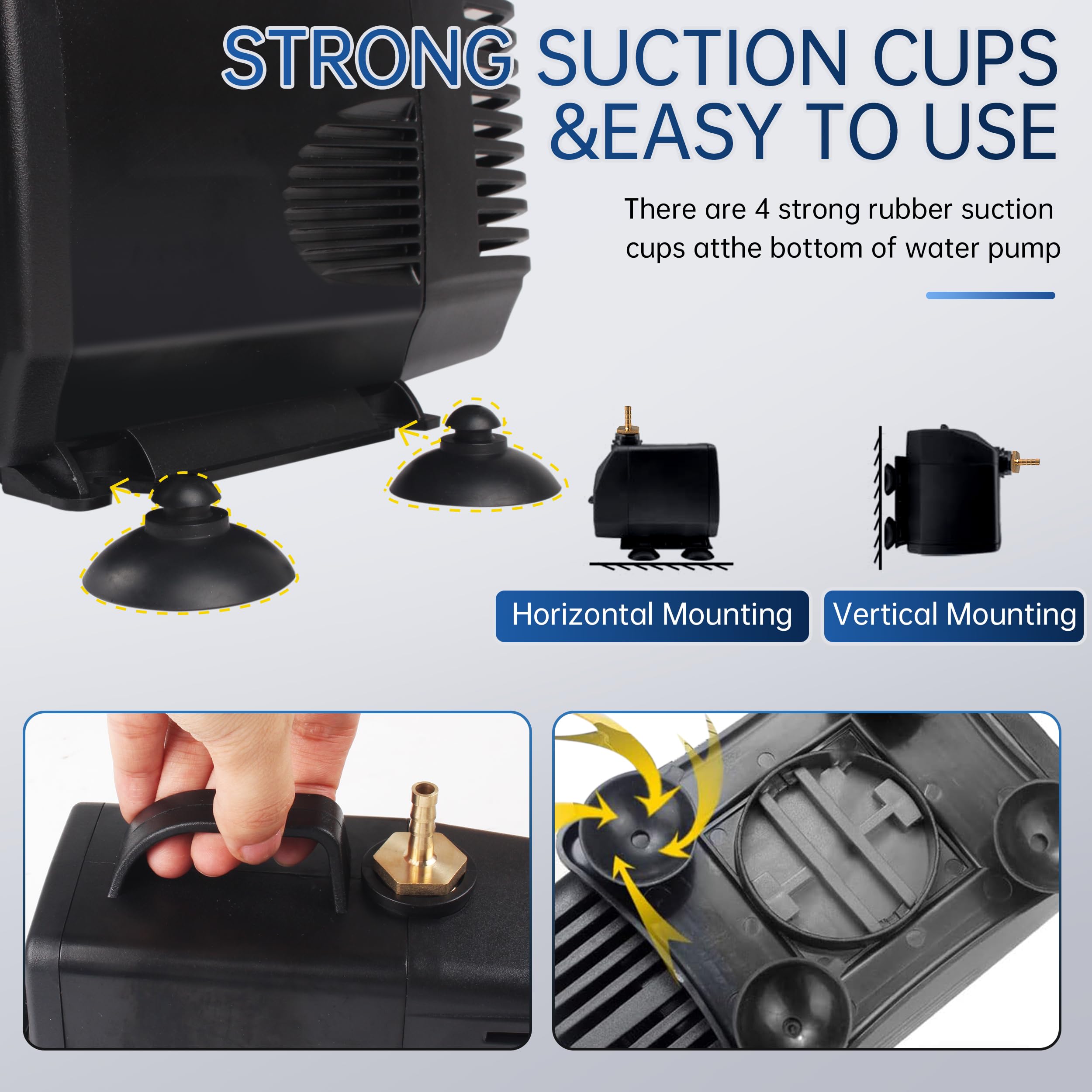 80W 110V Water Pump Flow 3500L/H Hmax 3.5M Dry Run Protetion Mutifuctional Submersible Pump For Cnc Spindle Motor, Miniature Foutains, Air-Conditioning Fan, Miniascape Foutain, Aquarium Fish Tank