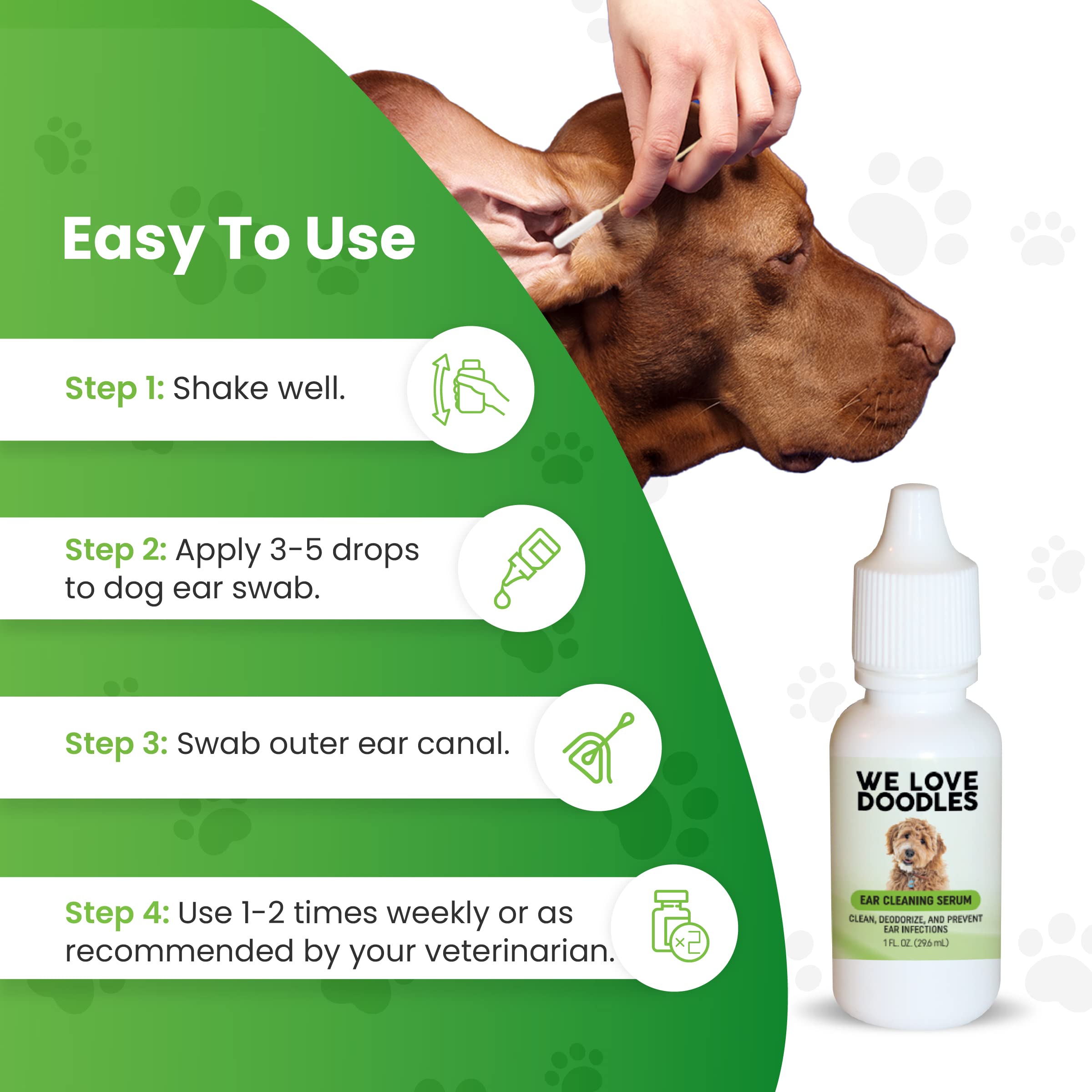 We Love Doodles Dog Ear Serum - Organic Ear Drops for Dogs, 1 Fl Oz, Clear, Model: earserum1