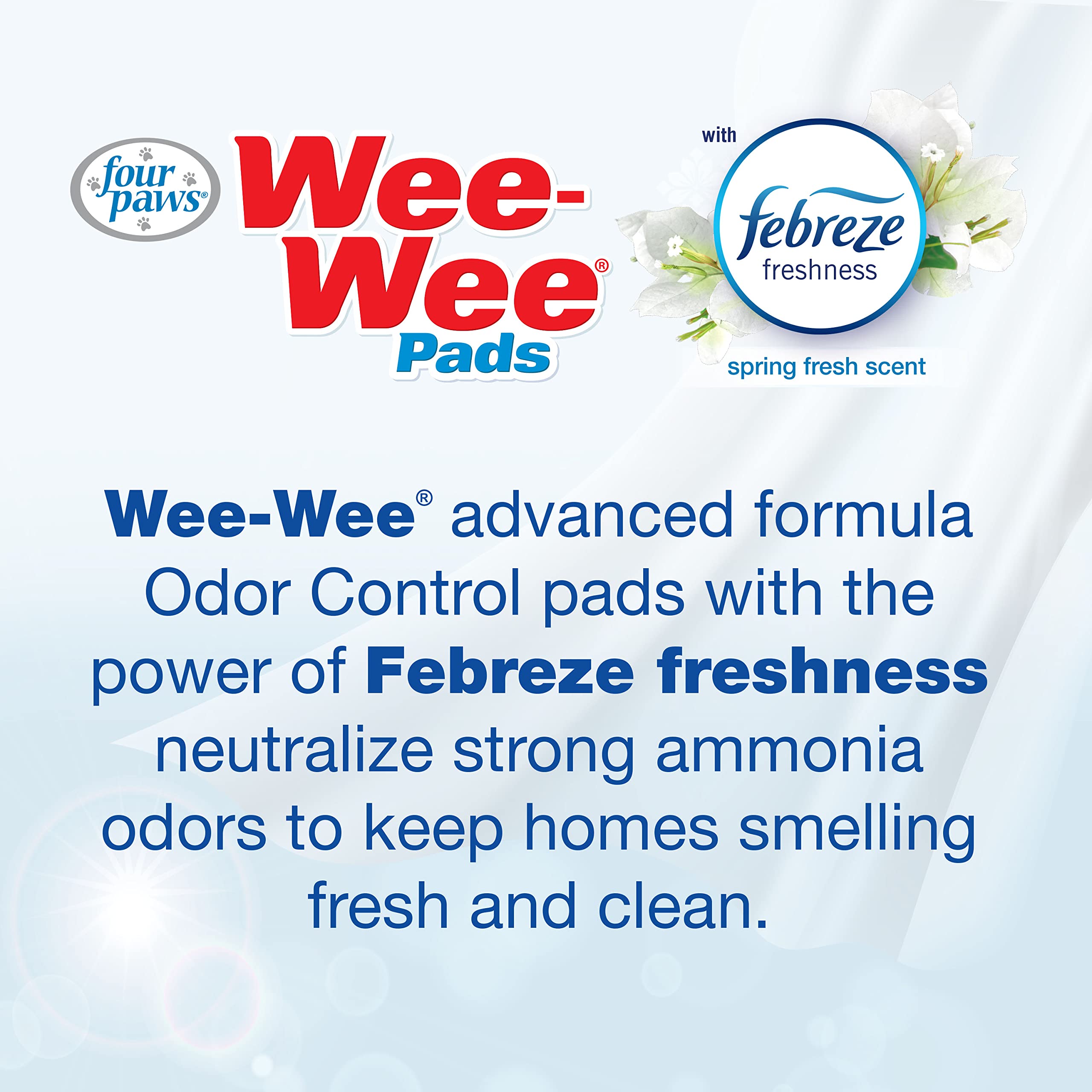 Four Paws Wee-Wee Odor Control With Febreze Freshness Pee Pads For Dogs Of All Sizes, Leak-Proof Floor Protection Dog & Puppy Qu