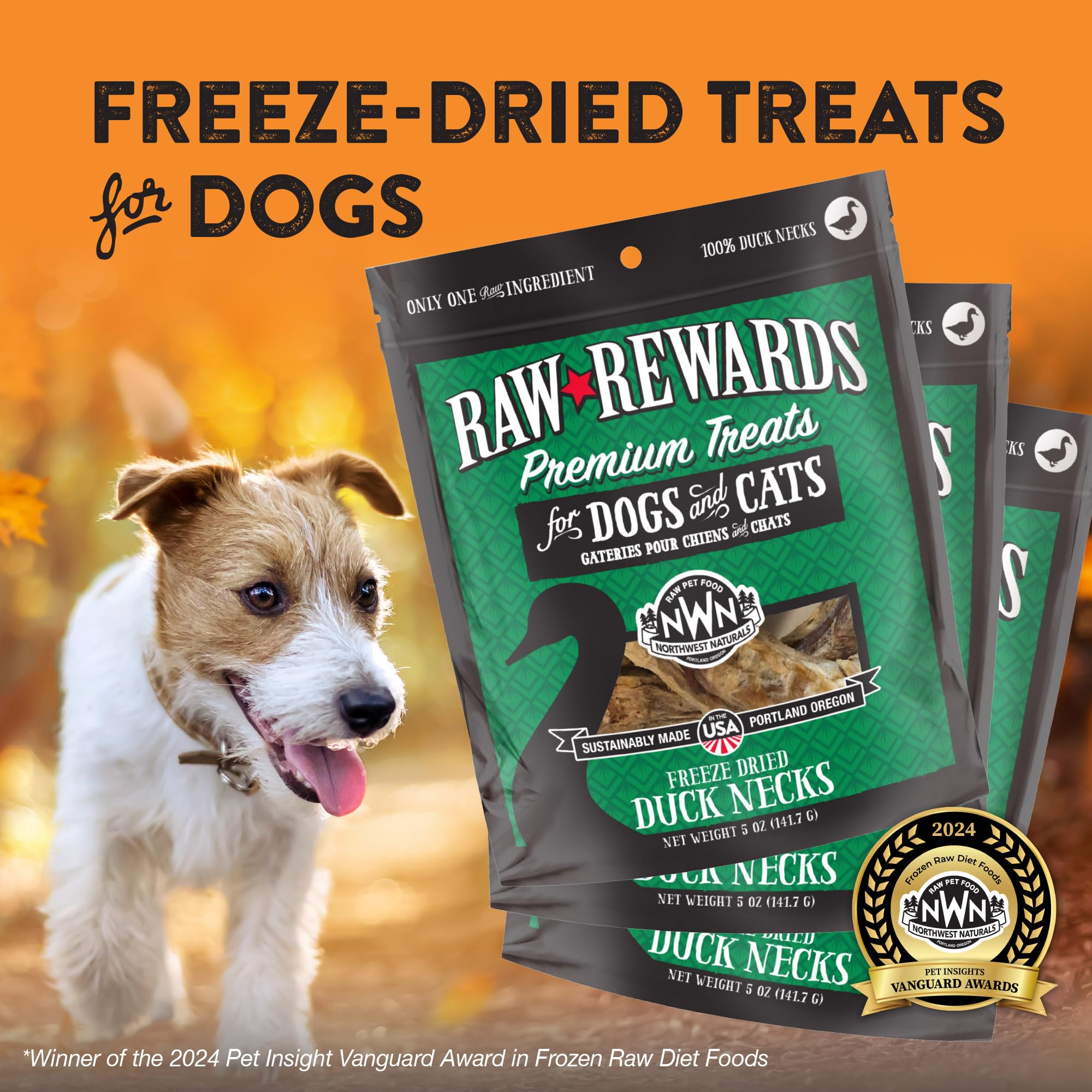 Northwest Naturals Raw Rewards Freeze-Dried Duck Neck Treats for Dogs and Cats - Bite-Sized Pieces - Healthy, 1 Ingredient, Huma