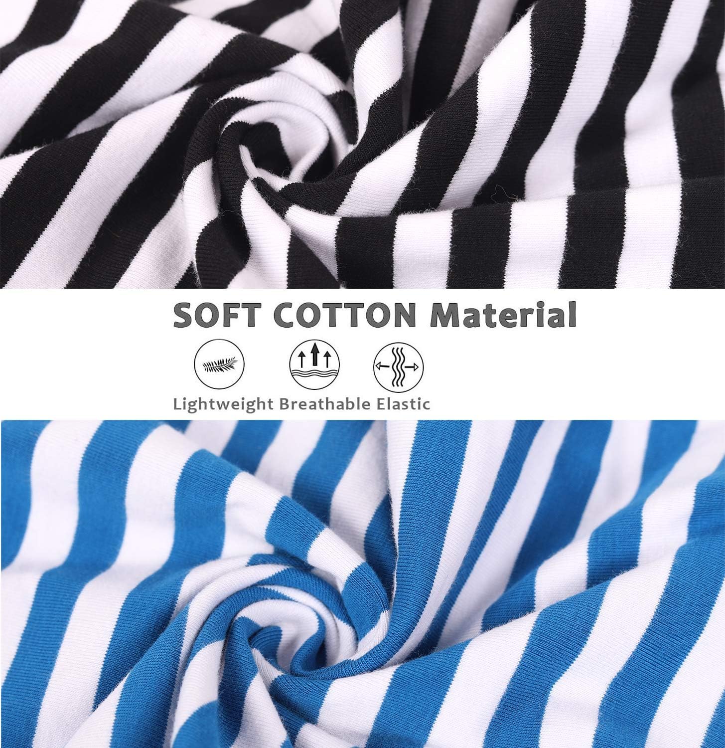 Weone Dog Shirts Striped Cotton Clothes,Pet Breathable Soft Basic T-Shirt For Small Medium Larg Boy Girl Dogs,Black Blue M