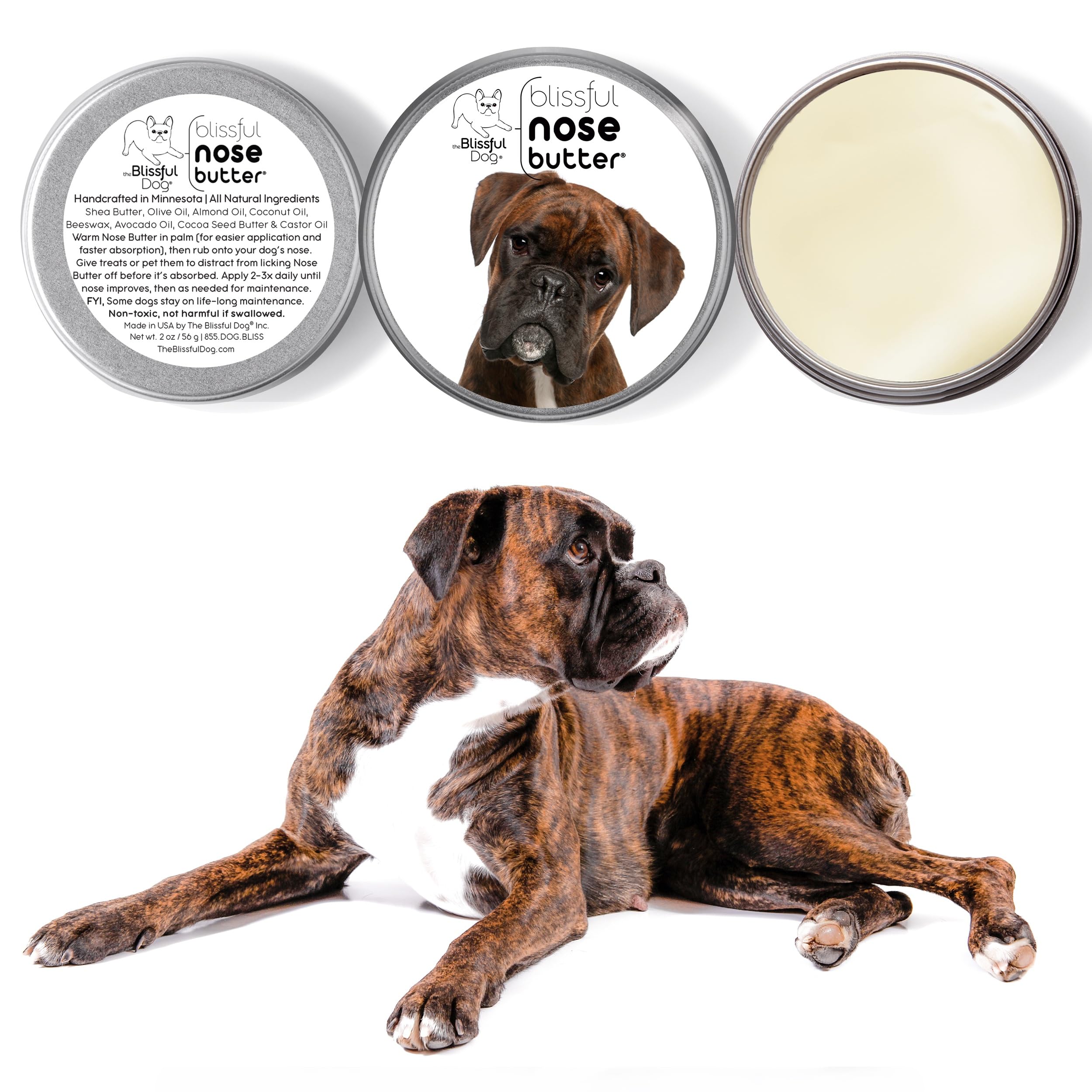 The Blissful Dog Brindle Boxer Unscented Nose Butter, 4-Ounce