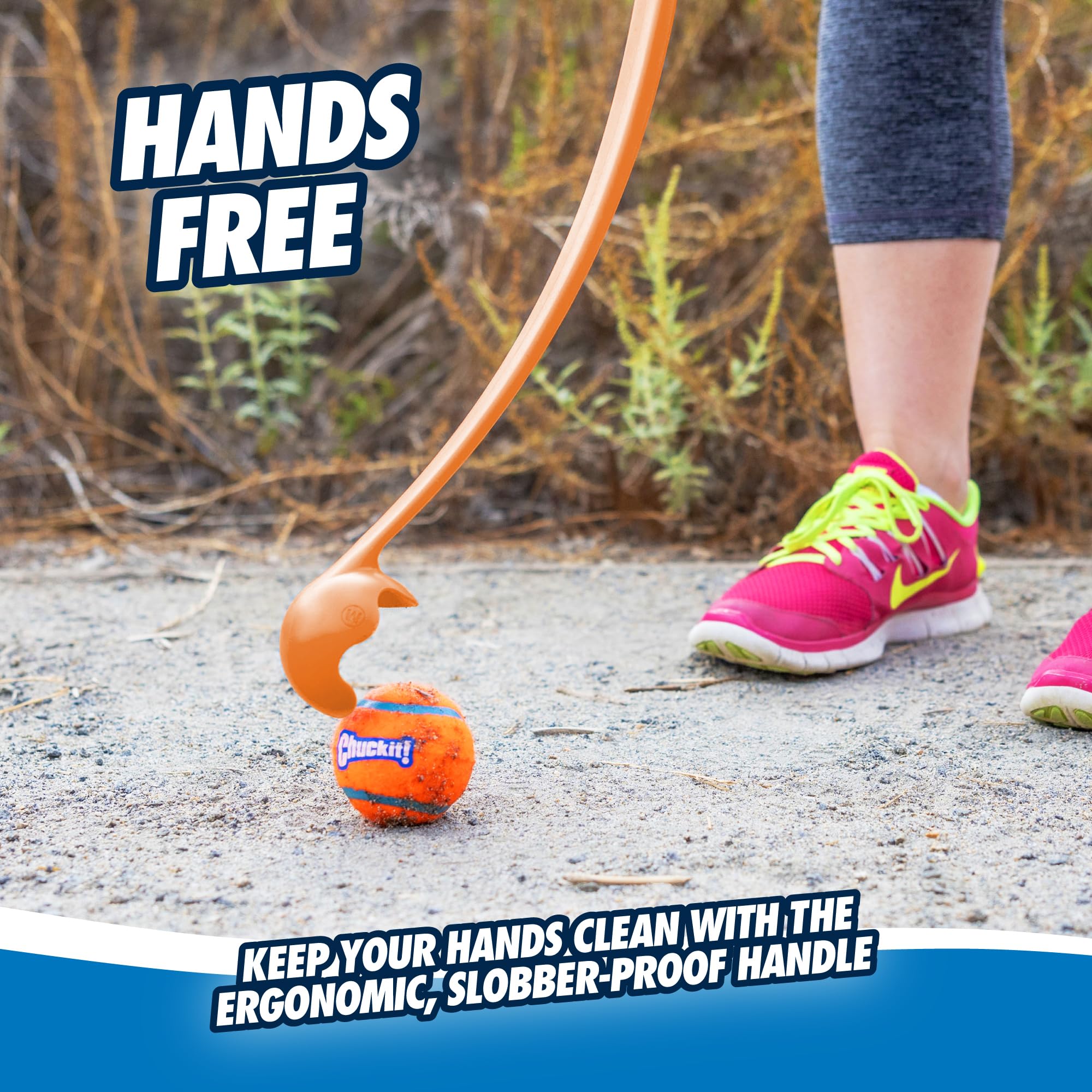 Chuckit! Sport 26L Dog Ball Launcher - Includes A 3-Inch Diameter Large Ball For Dogs 60-100 Pounds - Manual Thrower For Tennis Balls With A Slim Ergonomic Handle - 26-Inch Length