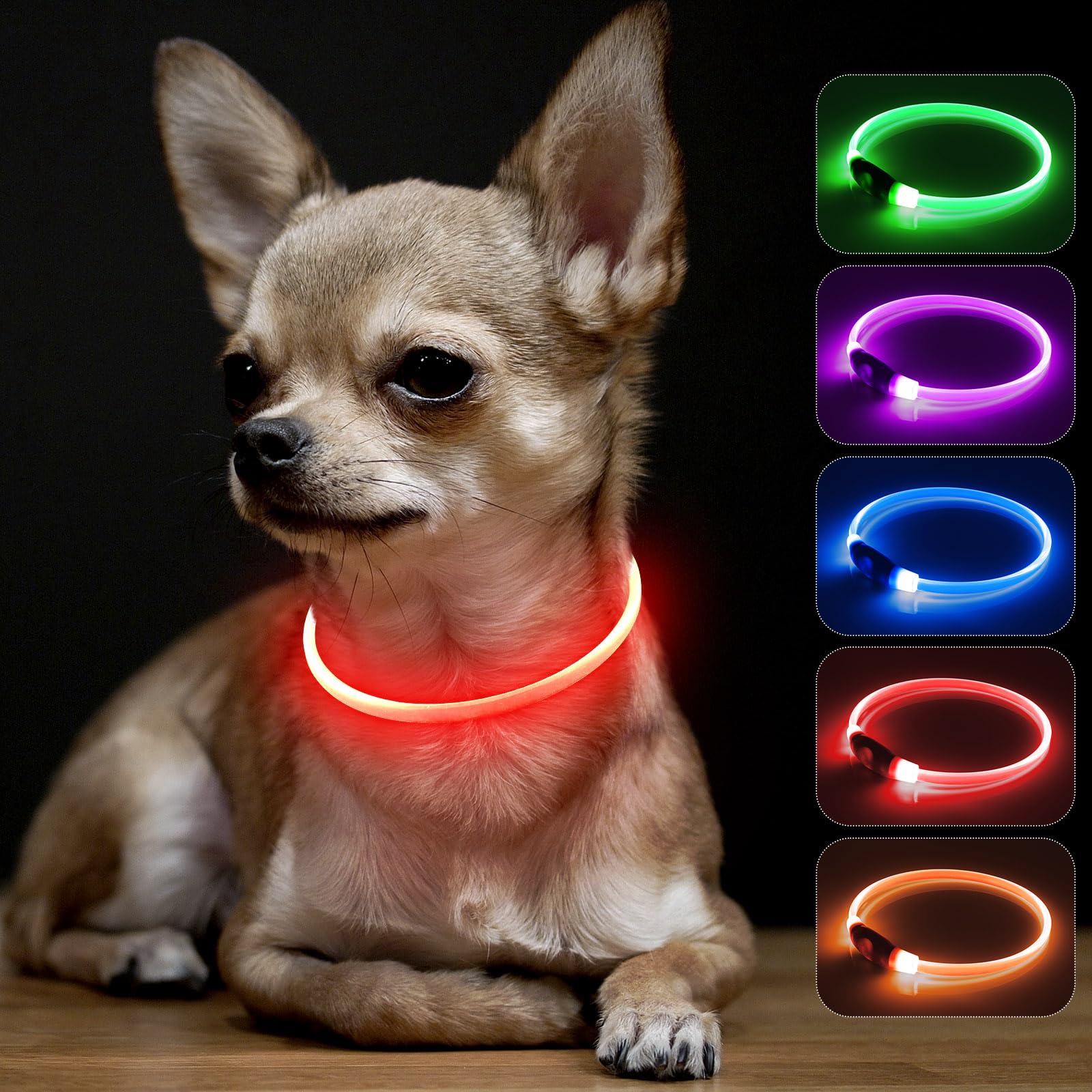 Bseen Light Up Dog Collar - Rainproof Led Dog Collar Rechargeable - Tpu Cuttable Glowing Puppy Collar For Small Dogs& Cats, High