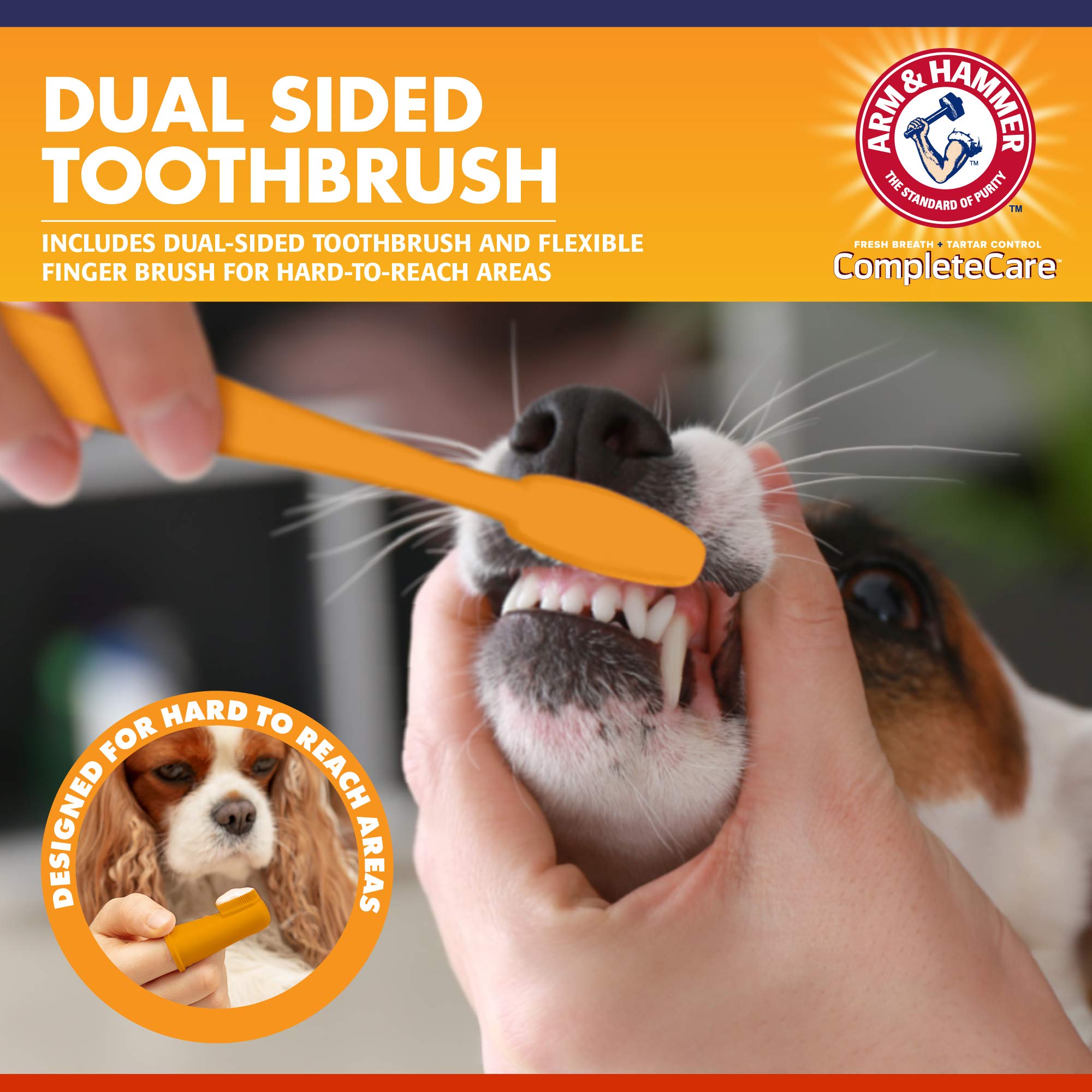 Arm & Hammer Dog Dental Kit - Enzymatic Dog Toothpaste 2.5 oz Chicken Flavor - Dog Toothbrush & Finger Brush - Tartar & Gum Clea