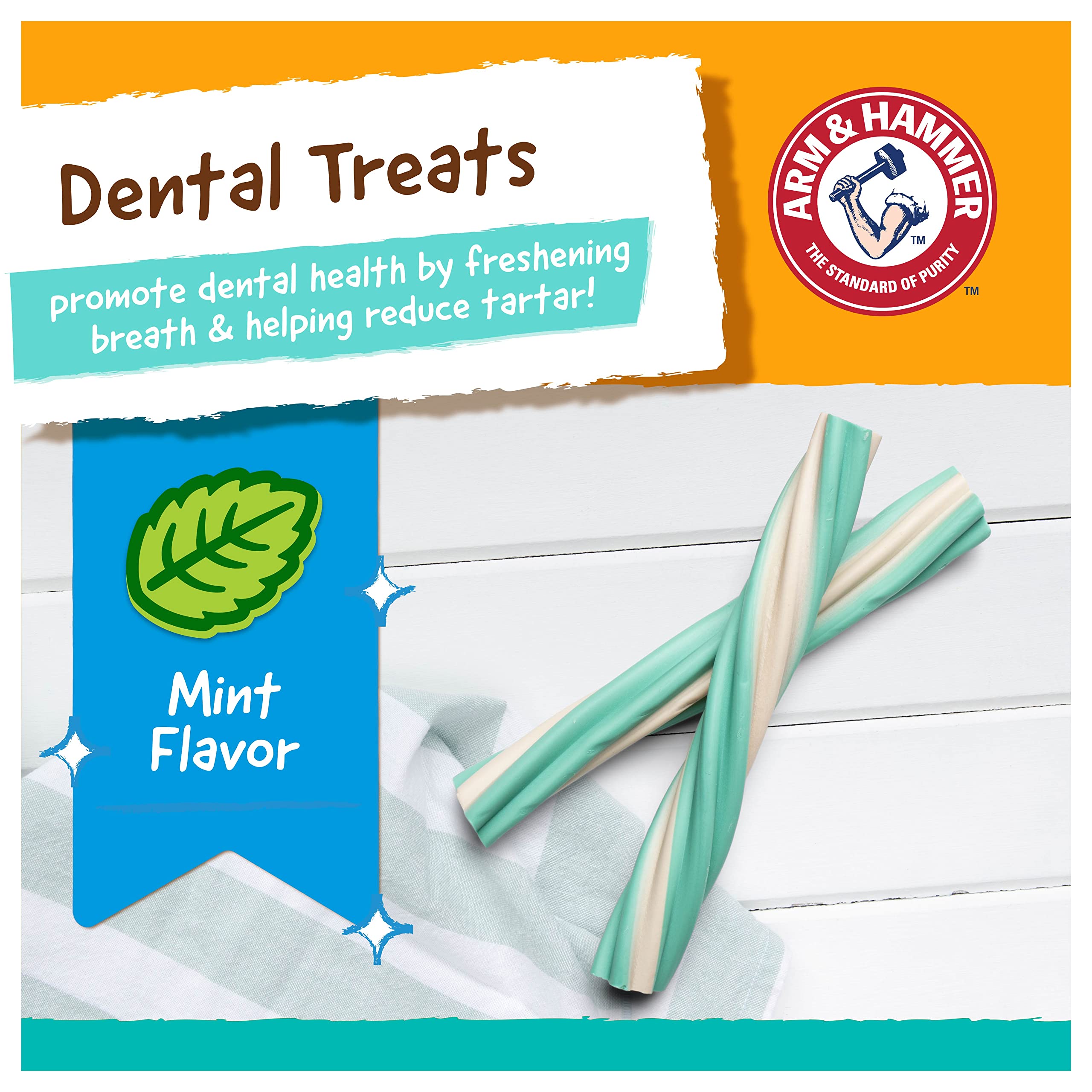 Arm & Hammer Dental Treats for Dogs, Fresh Breath, 57 Count, Mint, Model FF12286