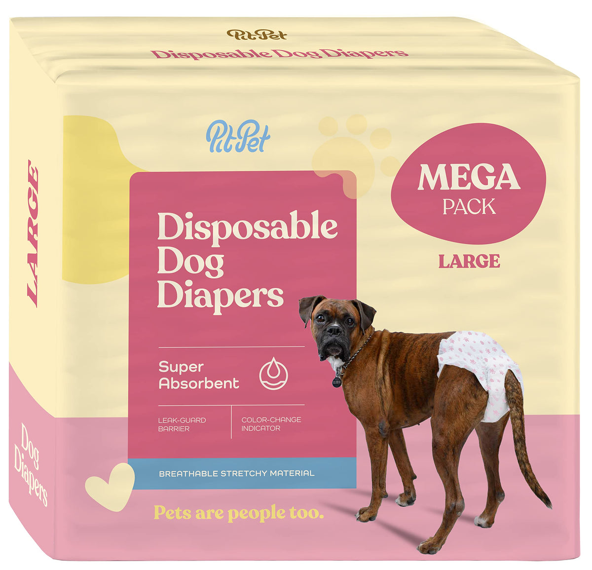 Comfortable Female Dog Diapers - 24-Pack Super Absorbent Disposable Doggie Diapers - Flashdry Gel Technology & Wetness Indicator - Leakproof Diapers For Dogs In Heat, Excitable Urination, Incontinence