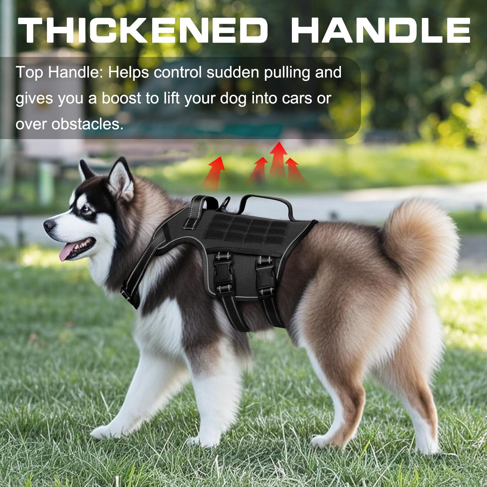 Dog Harness for Large Dogs Heavy Duty, No Pull Tactical Dog Harness with Molle System, Easy On and Off Service Dog Vest, Breatha