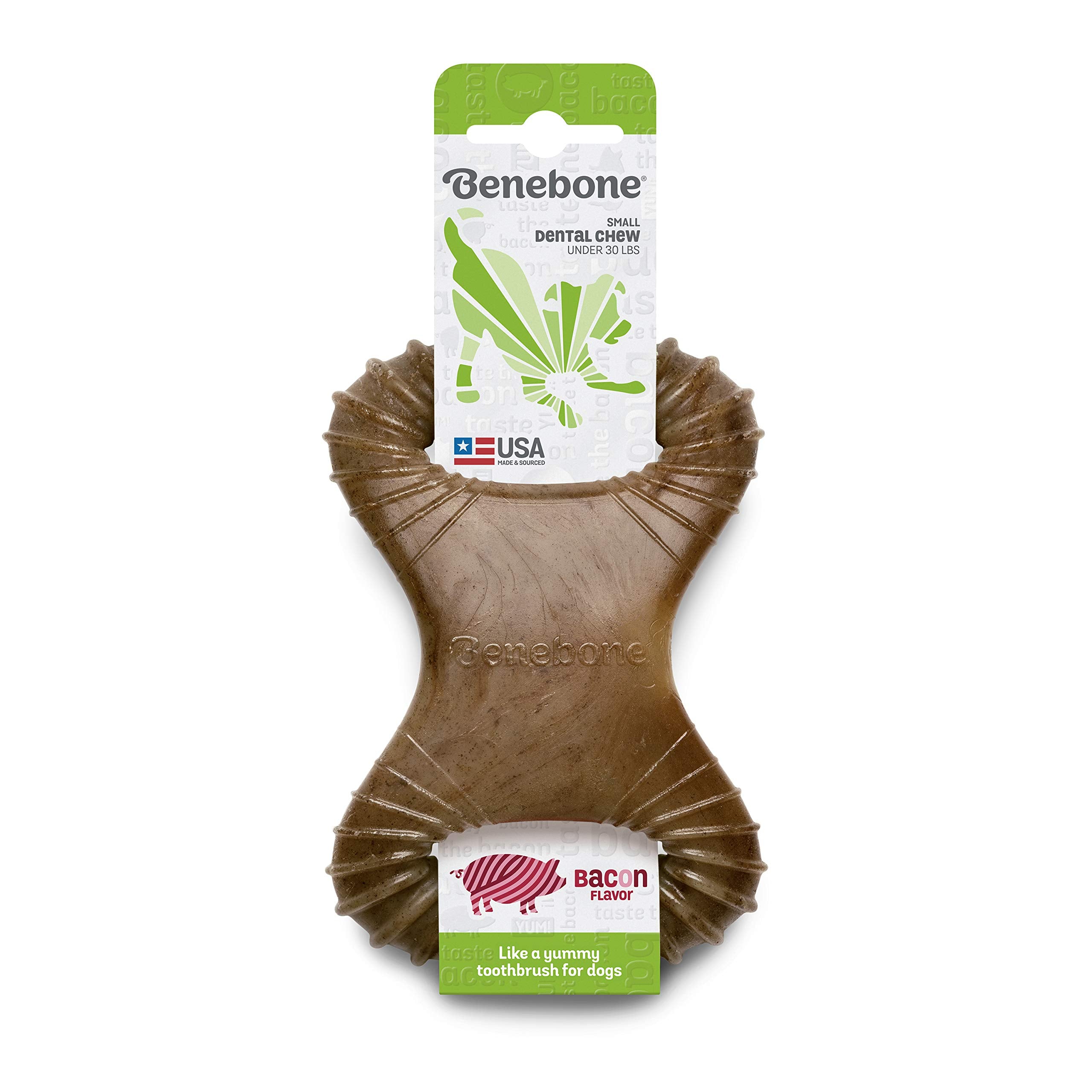 Benebone Dental Durable Dog Chew Toy For Aggressive Chewers, Real Bacon, Made In Usa, Small