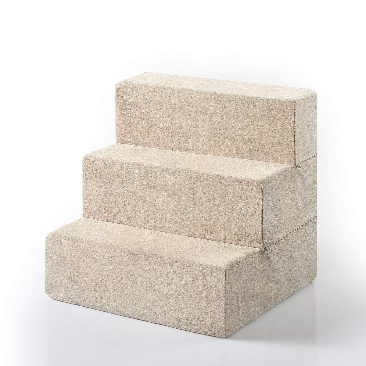 Zinus Foam 18 Inch 3-Step Step Pet Stairs, Pet Ramp For Cats And Dogs, Medium, Beige
