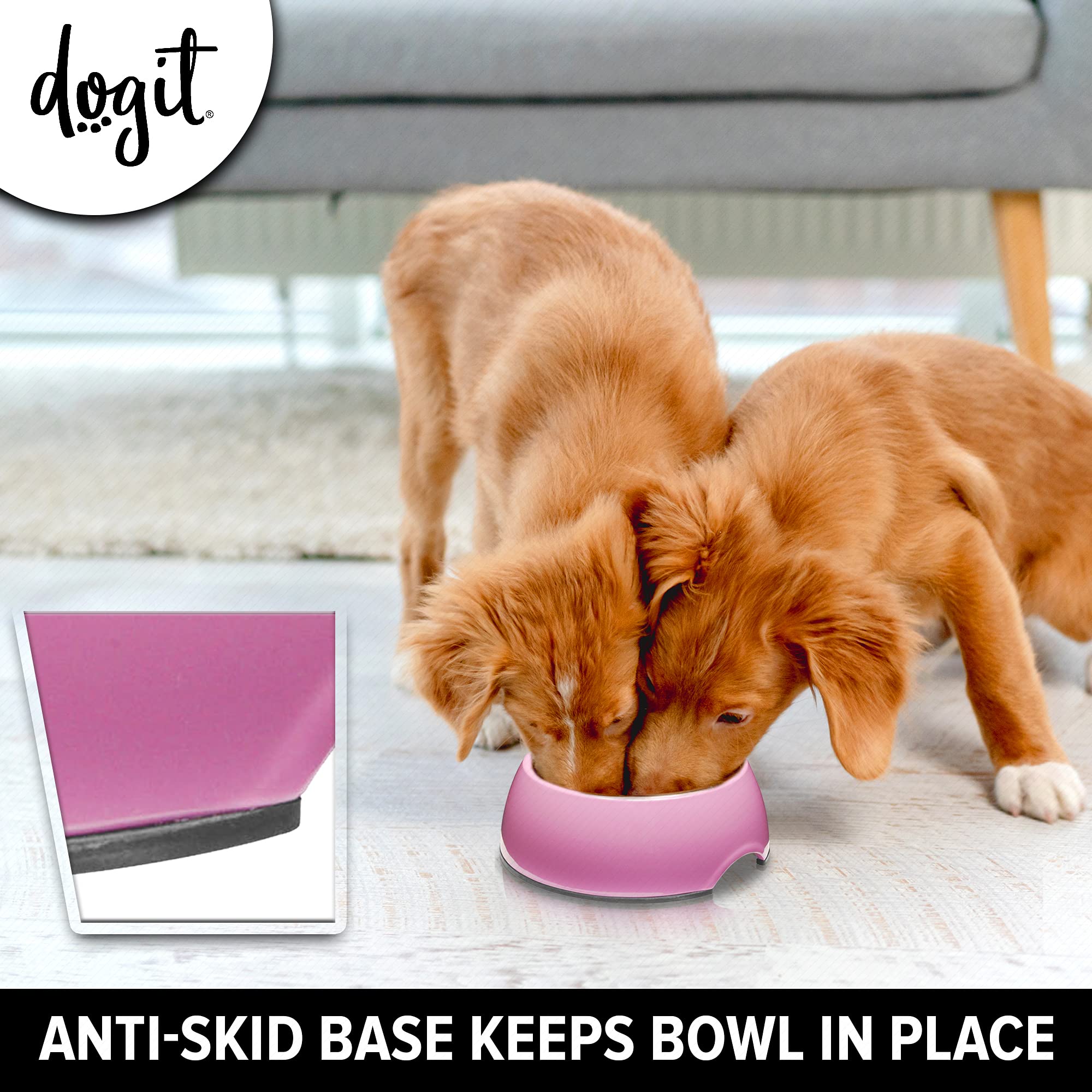 Dogit Go Slow Anti-Gulping Dog Dish, Small Pink Plastic Bowl for Wet/Dry Food, Model 73708