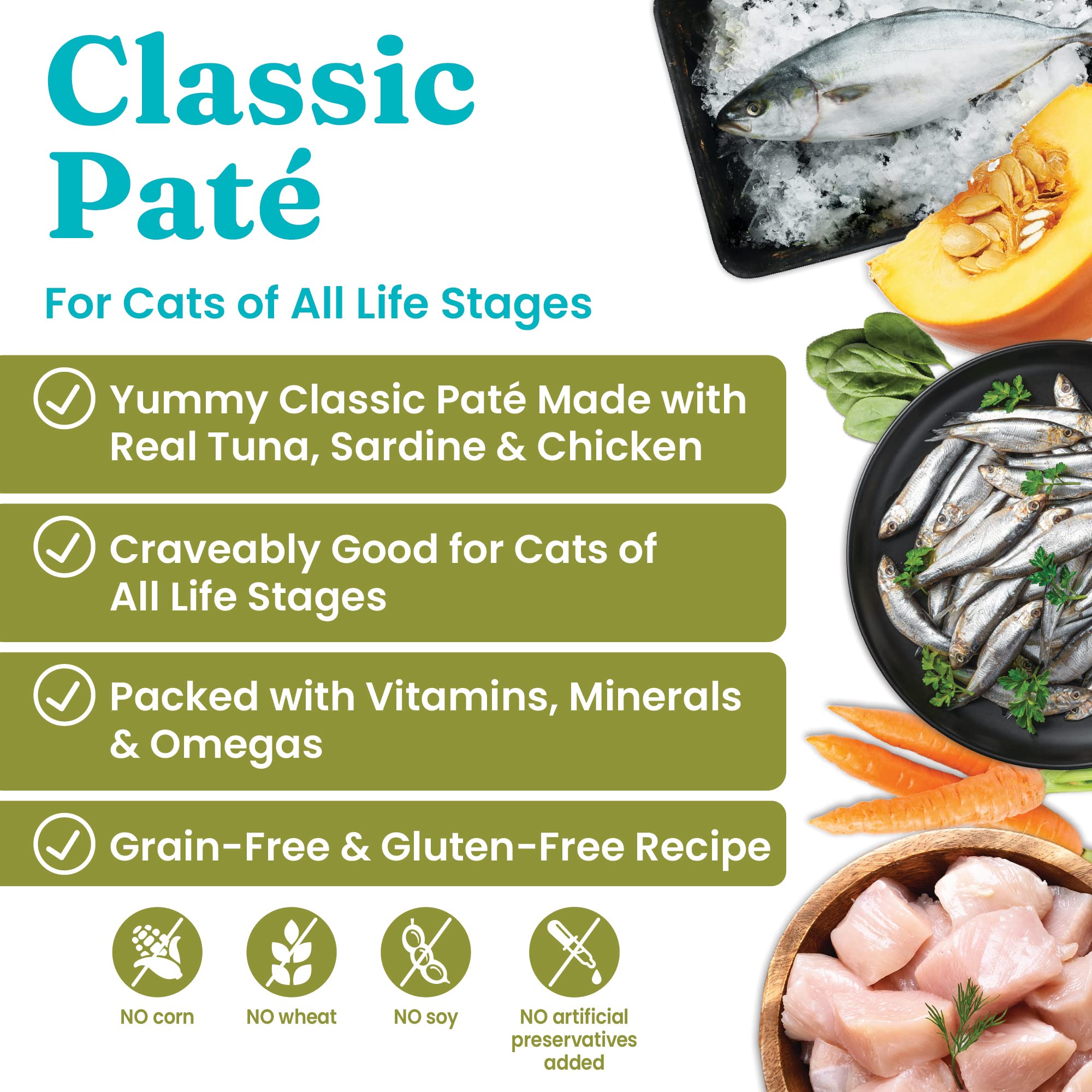 Solid Gold Flavorful Feast Wet Cat Food - Tuna & Sardine Pate - Canned Cat Food, 24 Pack