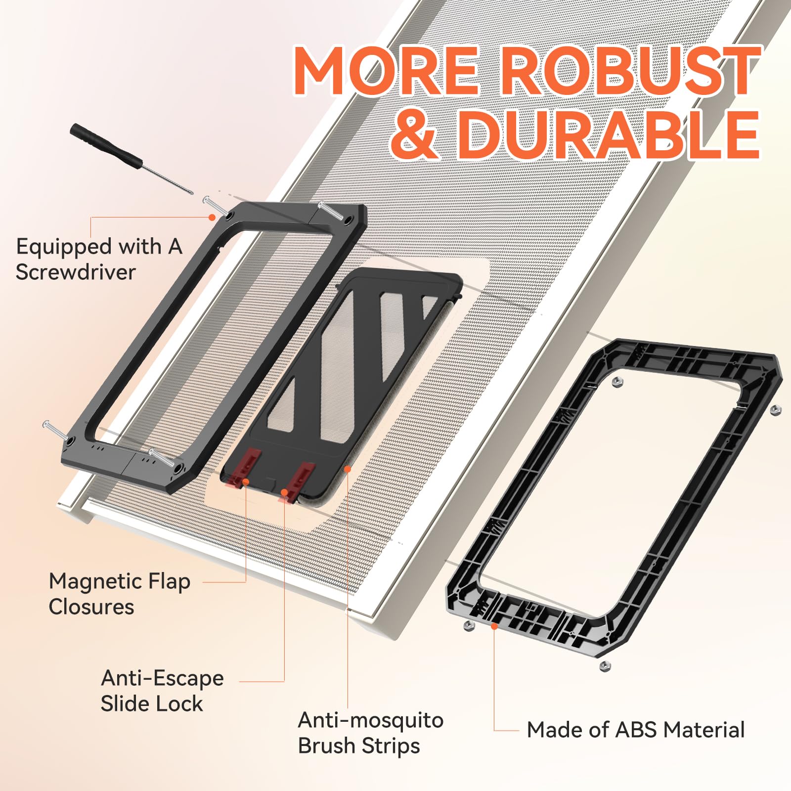 LIBBEPET Cat Door for Screen Door, Lockable Cat Screen Door for Cats & Small Dogs Up to 20 lbs, Magnetic Flap Opening 7 x 9 inch