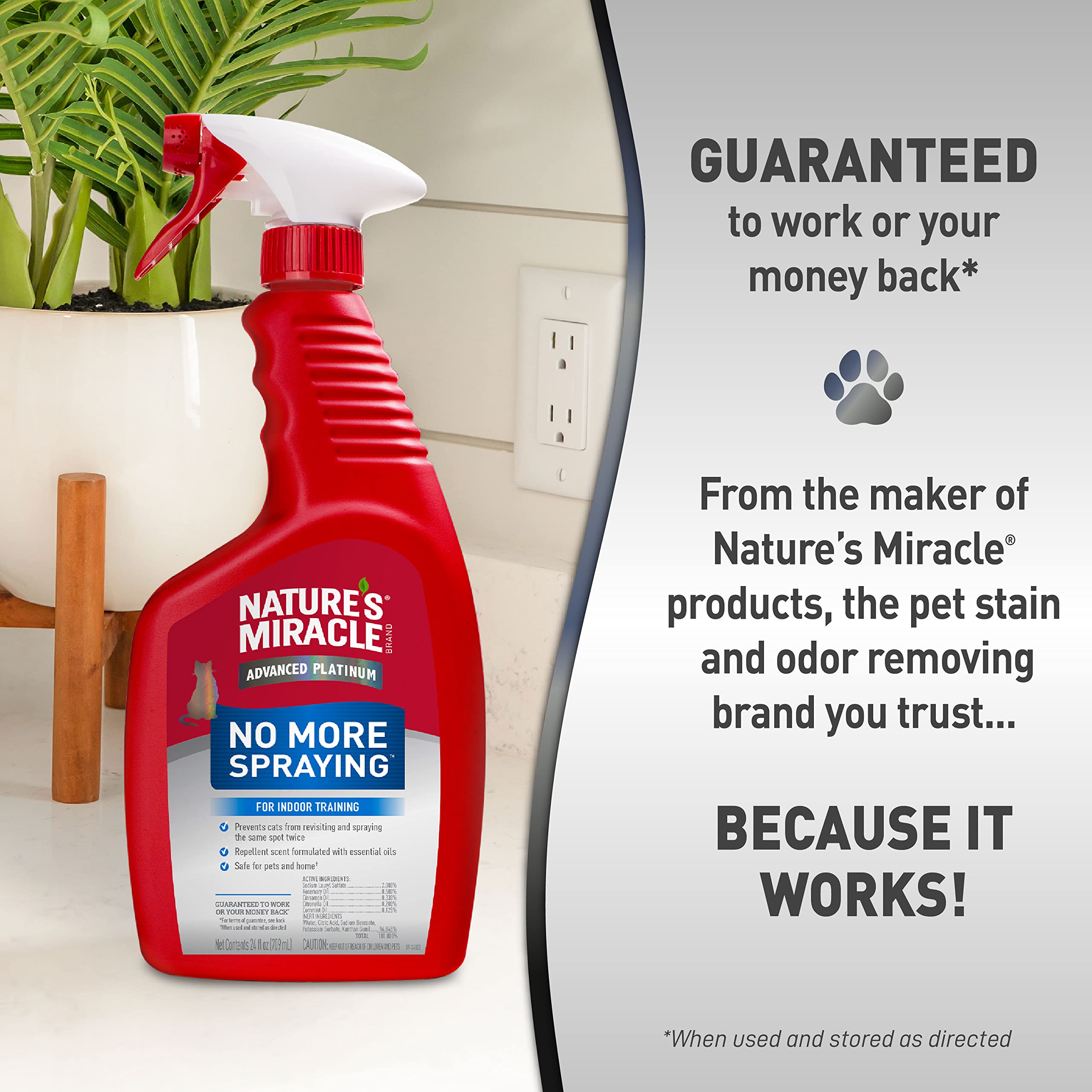 Nature's Miracle Advanced Platinum No More Spraying, 24 oz - Discourages Repetitive Cat Spraying, Effective Formula