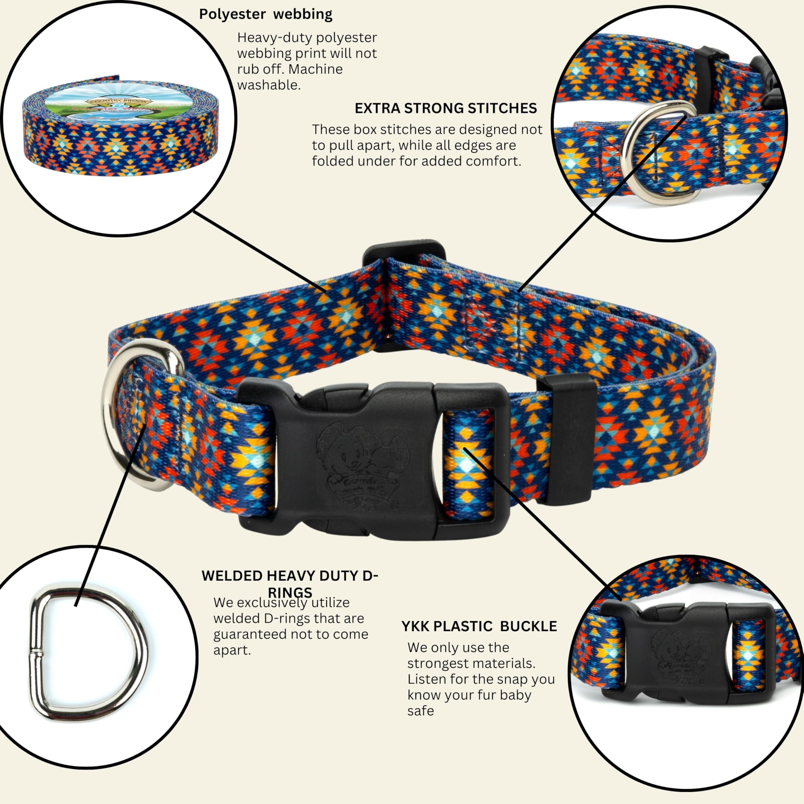 Country Brook Petz - Deluxe Utah Dog Collar - Made In The U.S.A. - Country And Western Collection Featuring Rustic Designs (1 In