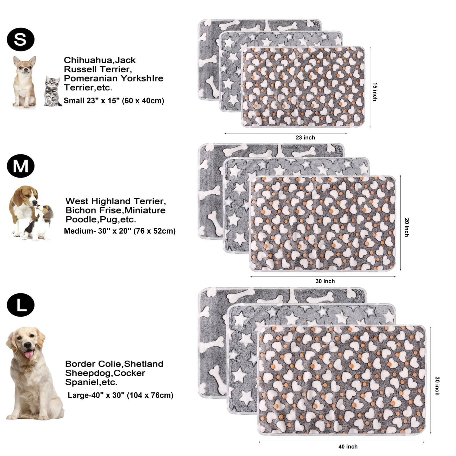 3 Pack Cat and Dog Blanket Soft & Warm Fleece Flanne Pet Blanket, Great Pet Throw Sleep Mat for Puppy Cats Small Medium & Large