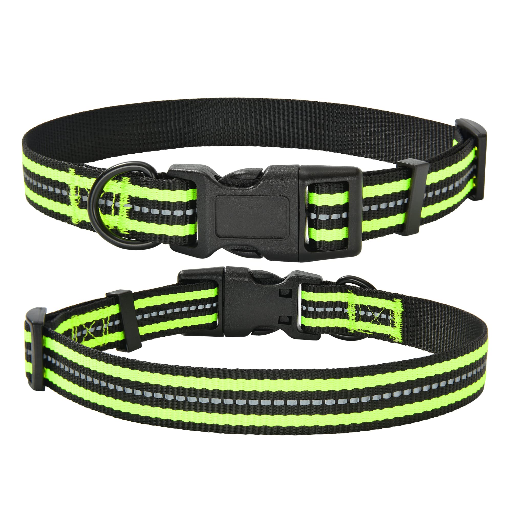 Mile High Life Reflective Dog Collar | Nylon Pet Collars wiith Buckle | Light Weight Puppy Collars | Lime Green Dog Collars for 