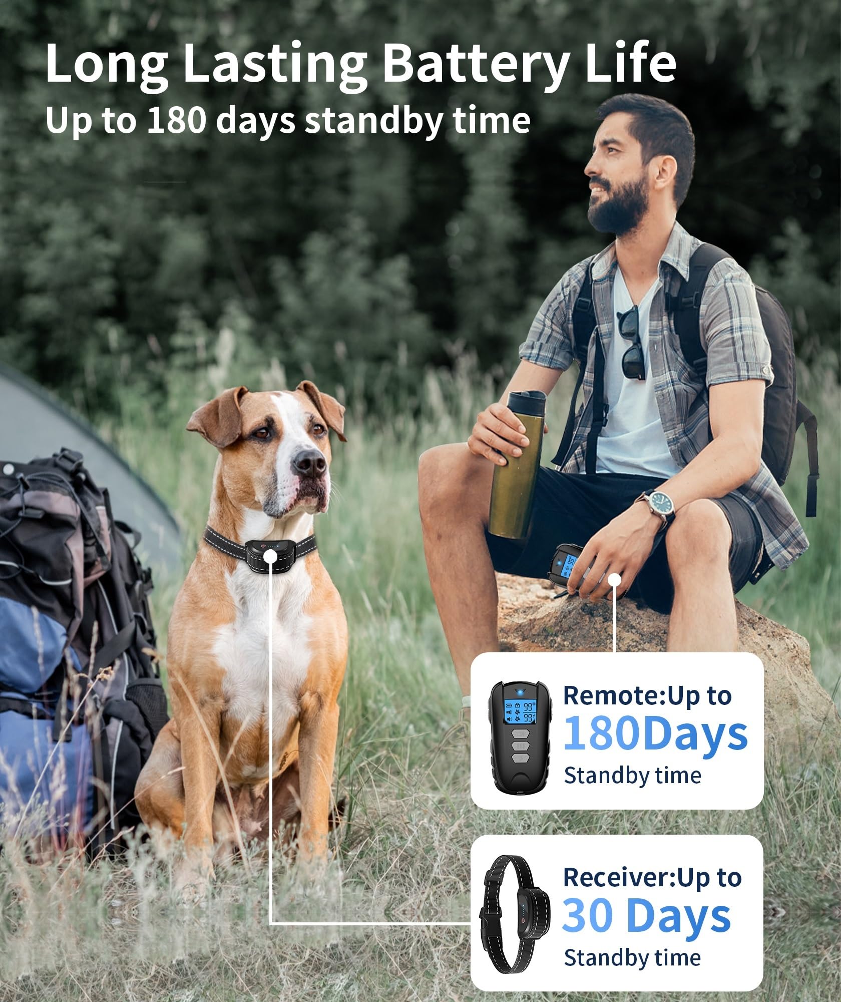 Dog Training Collar With Remote - Shock Collar For Dogs, Waterproof Electric Collar With Flashlight Beep Vibration Shock Modes R