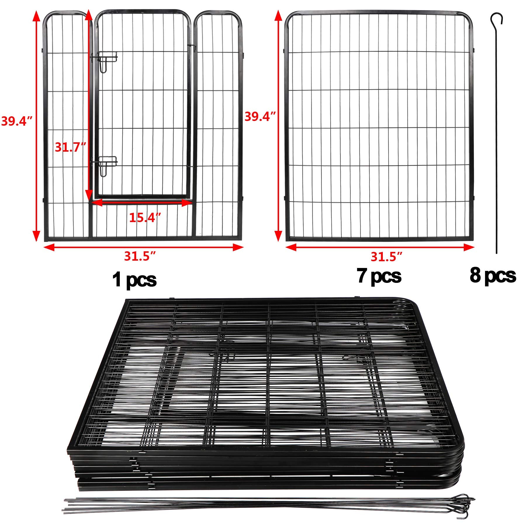 Lemy 8 Panels 40 In Pet Playpen Heavy Duty Metal Dog Exercise Fence Barrier,Outdoor & Indoor Foldable Pet Exericse Pen W/Door,Bl