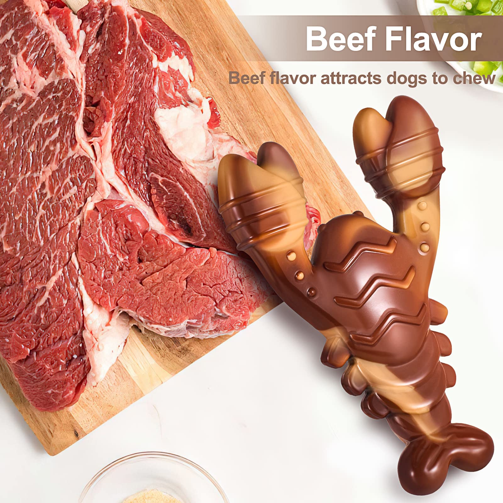 KXK Indestructible Dog Toys for Aggressive Chewers, Dog Chew Toys for Large Medium Breed, Tough Dog Toys with Real Beef Flavor,
