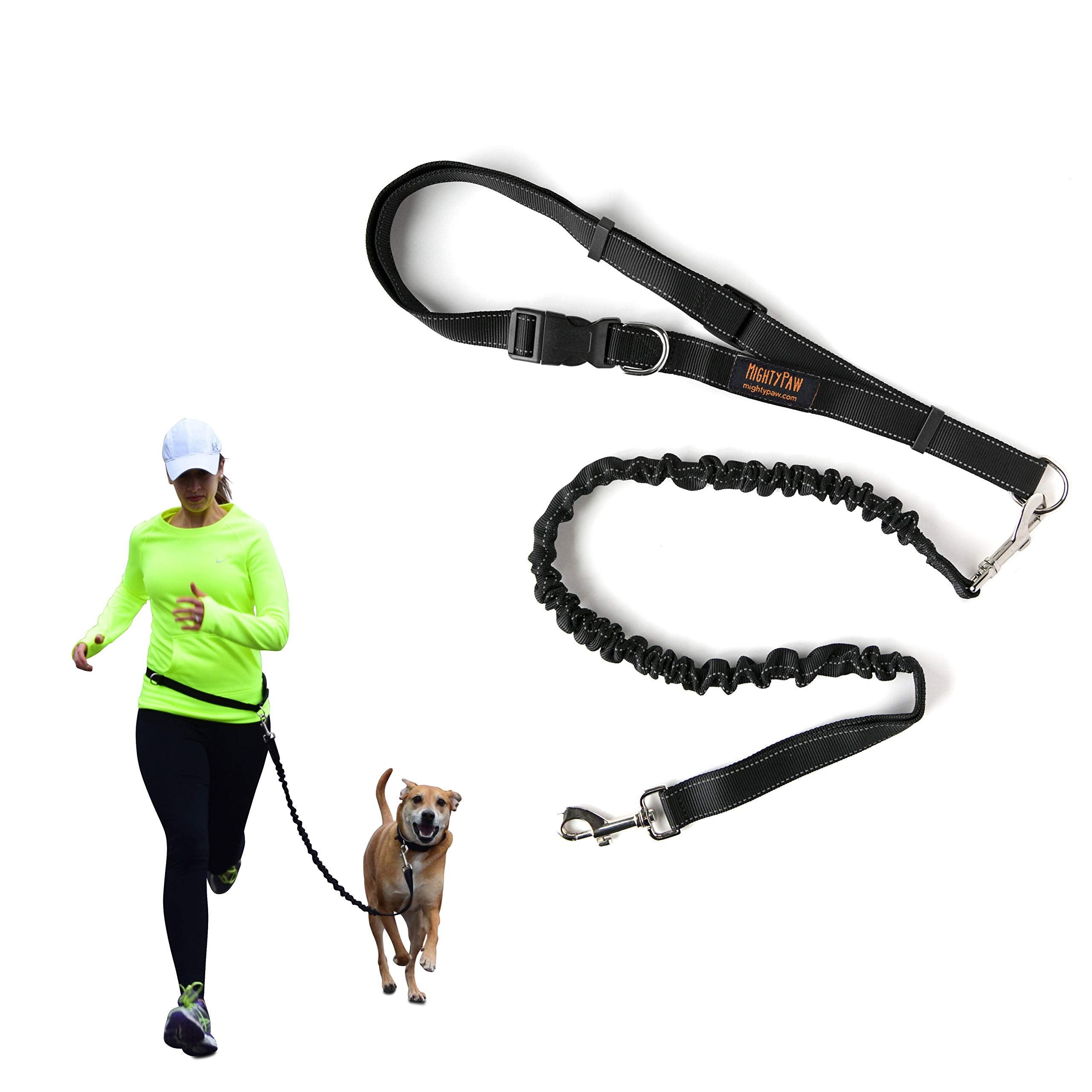 Mighty Paw Hands Free Dog Leash - Adjustable Hip Belt - Reflective Bungee System - Ideal For Training - Walking - Jogging - Hiki