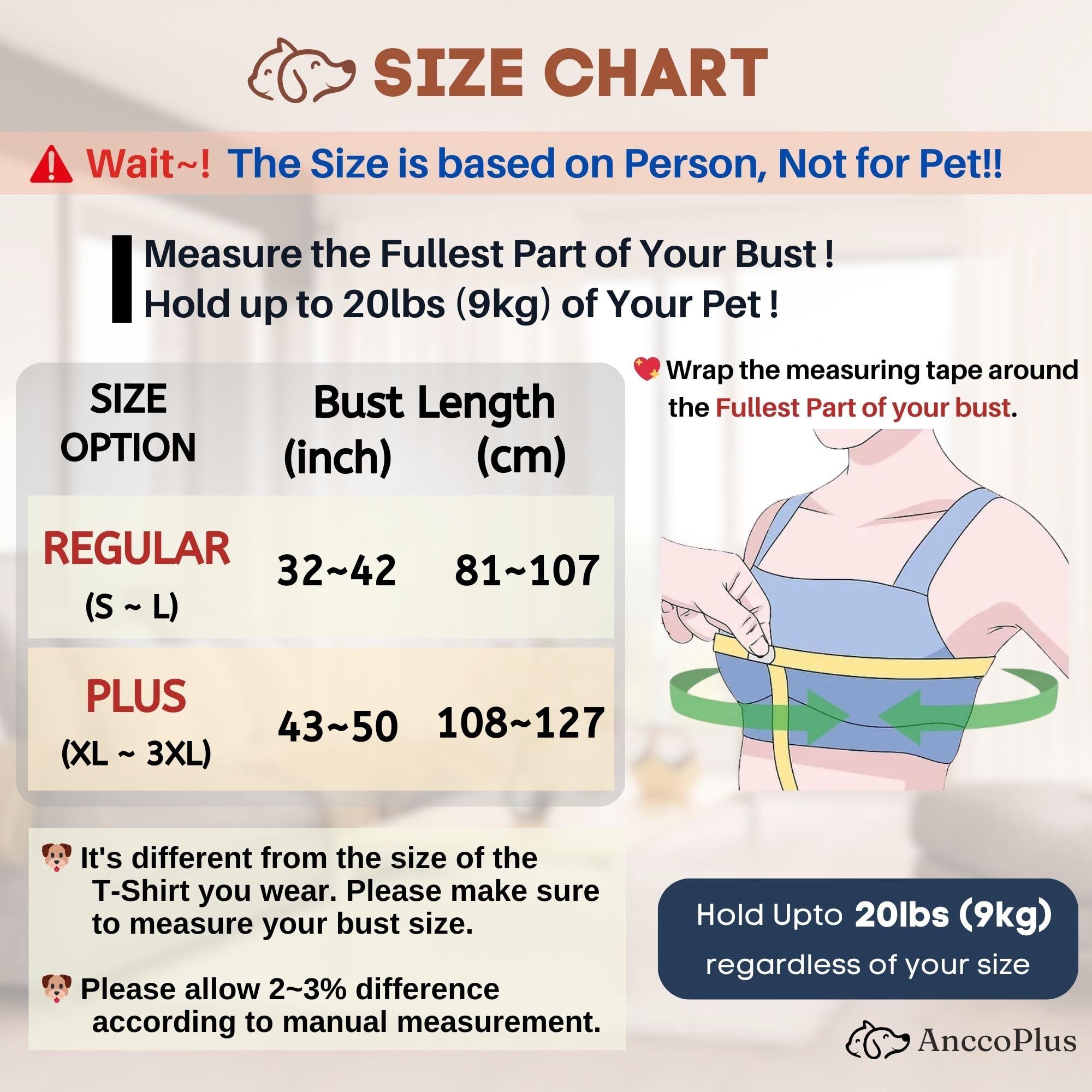 Anccoplus Dog Carriers For Small Dogs, Front Facing Cat Carrier, Hands Free Dog Carrier, Size Adjustable Pet Carrier, Reducing B